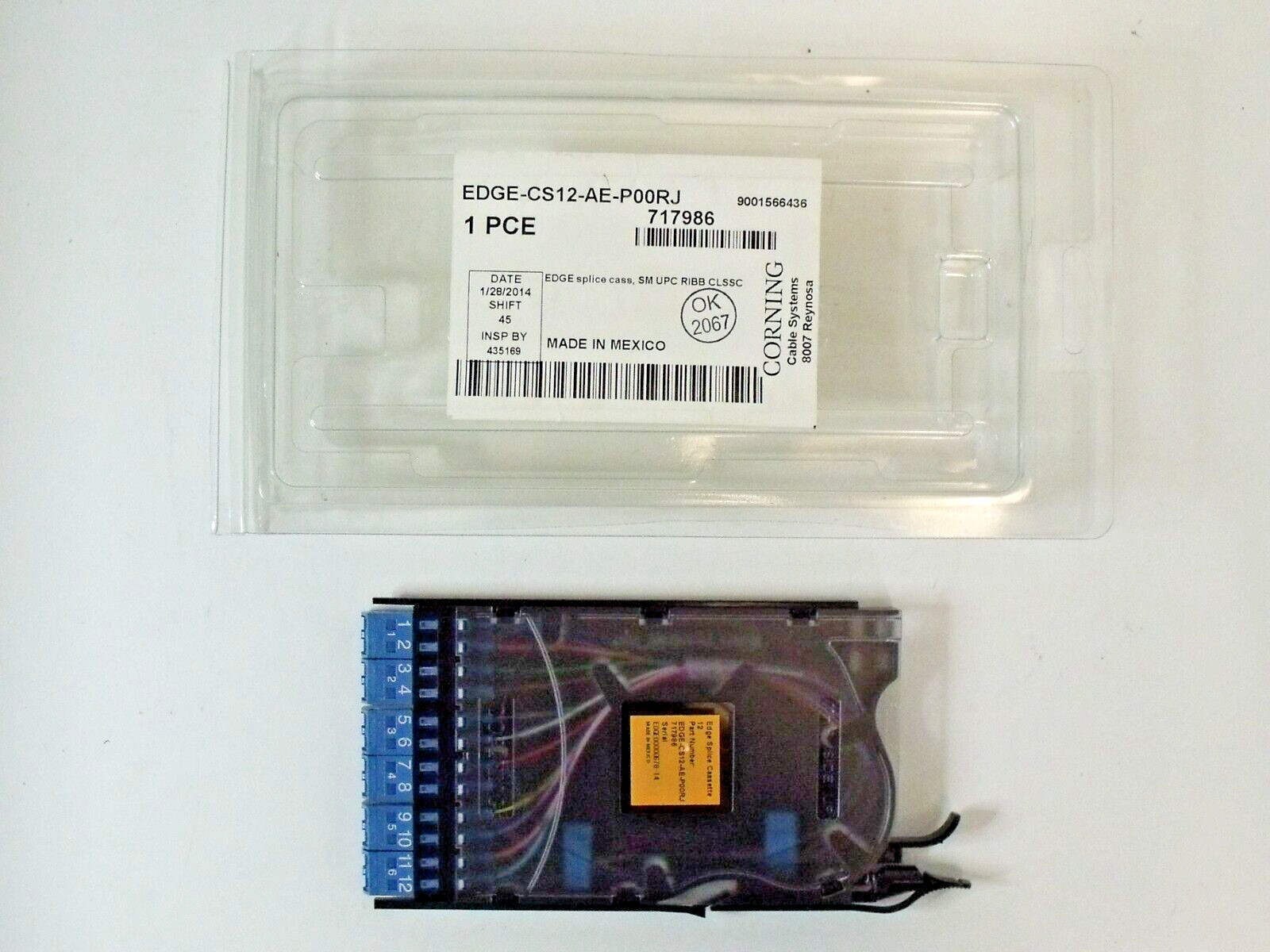 NIB Corning 717986 EDGE-CS12-AE-P00RJ 12F Edge Splice Cassette