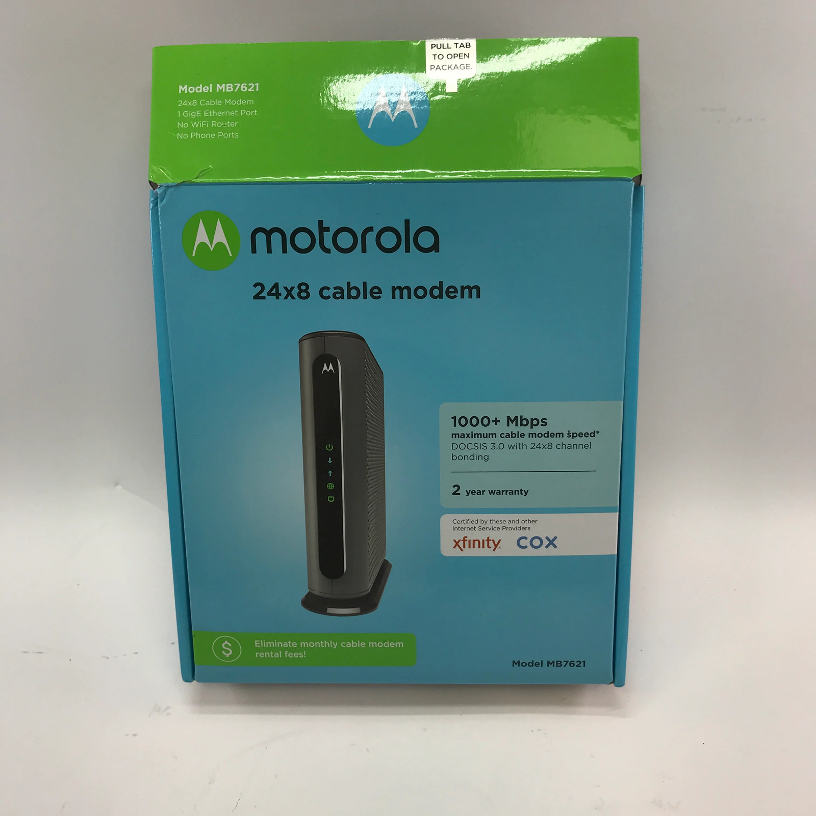 Motorola 24x8 Cable Modem MB7621-30 w/ Original Box, No Ethernet or Power Cable