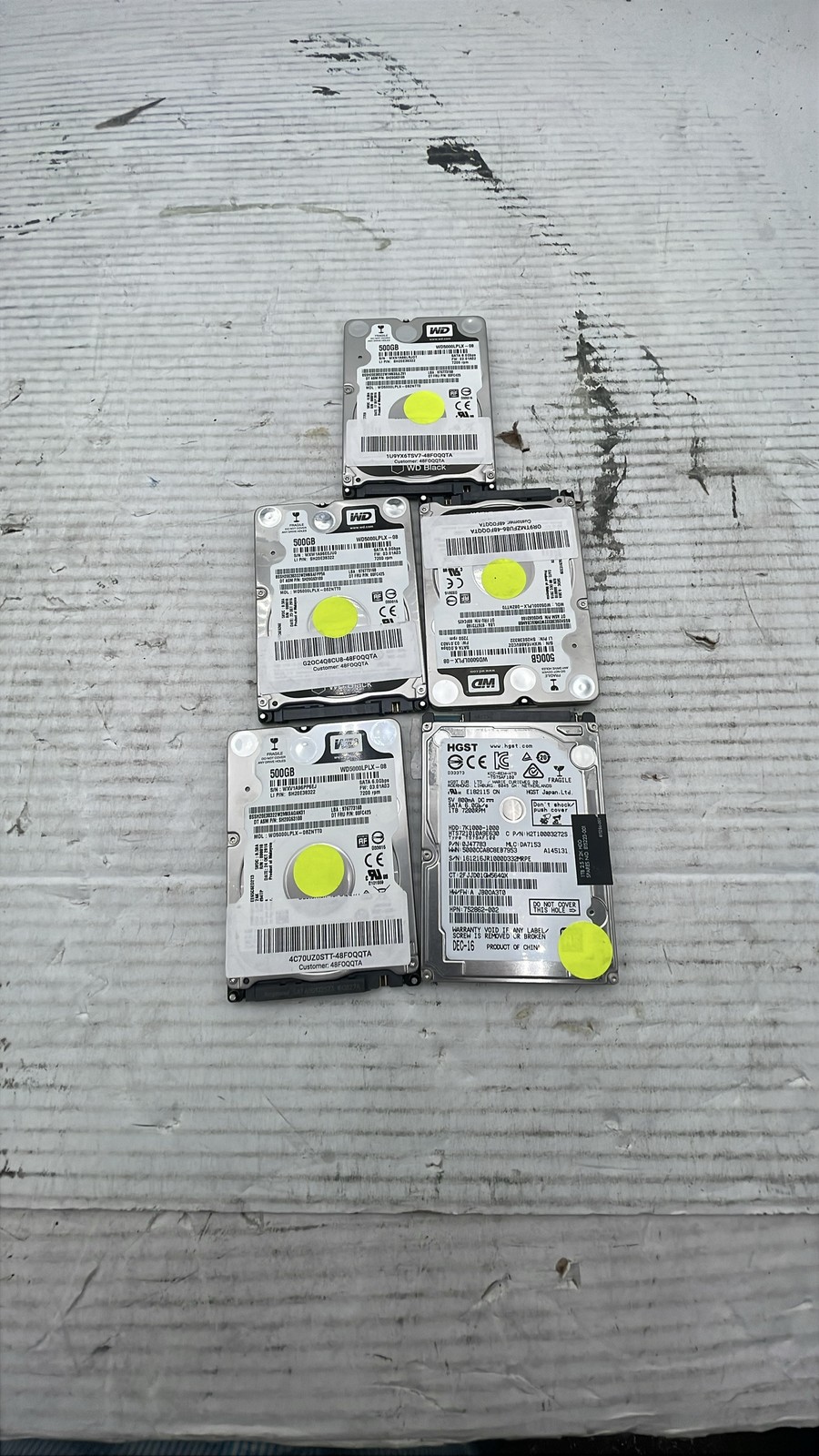 Western Digital WD5000LPLX-08 500GB & HGST 7K1000-1000 1TB 2.5" HDD Lot of 5