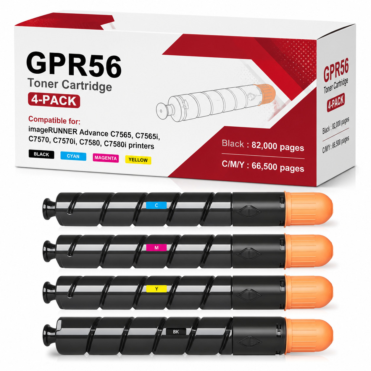 GPR-56 4PK BK/C/M/Y Laser Compatible Toner for imageRUNNER C7565i II C7570i II
