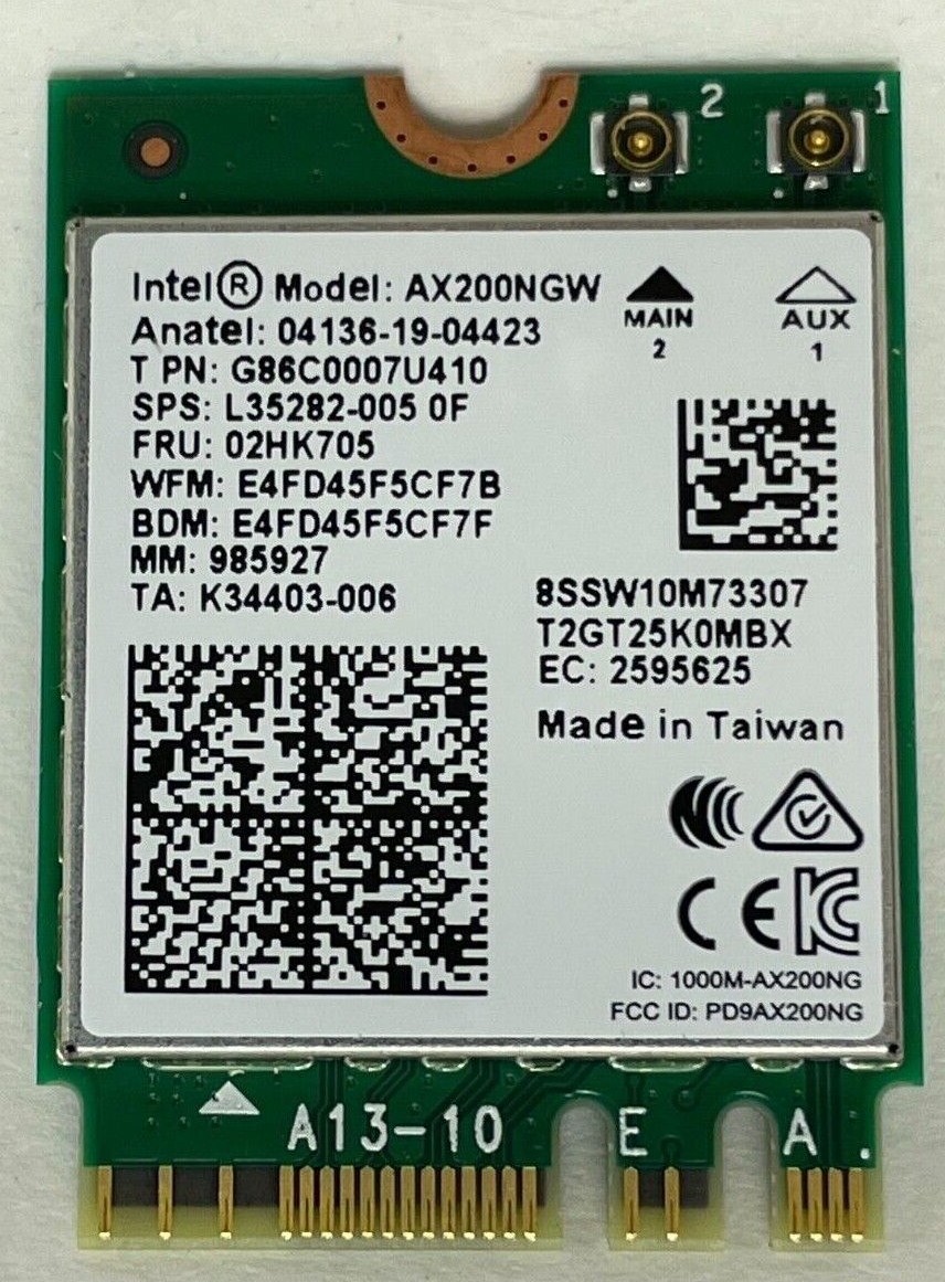 Intel - AX200.NGWG.NV - WiFi AX200 Wireless Network Card 802.11ax Bluetooth 5.2