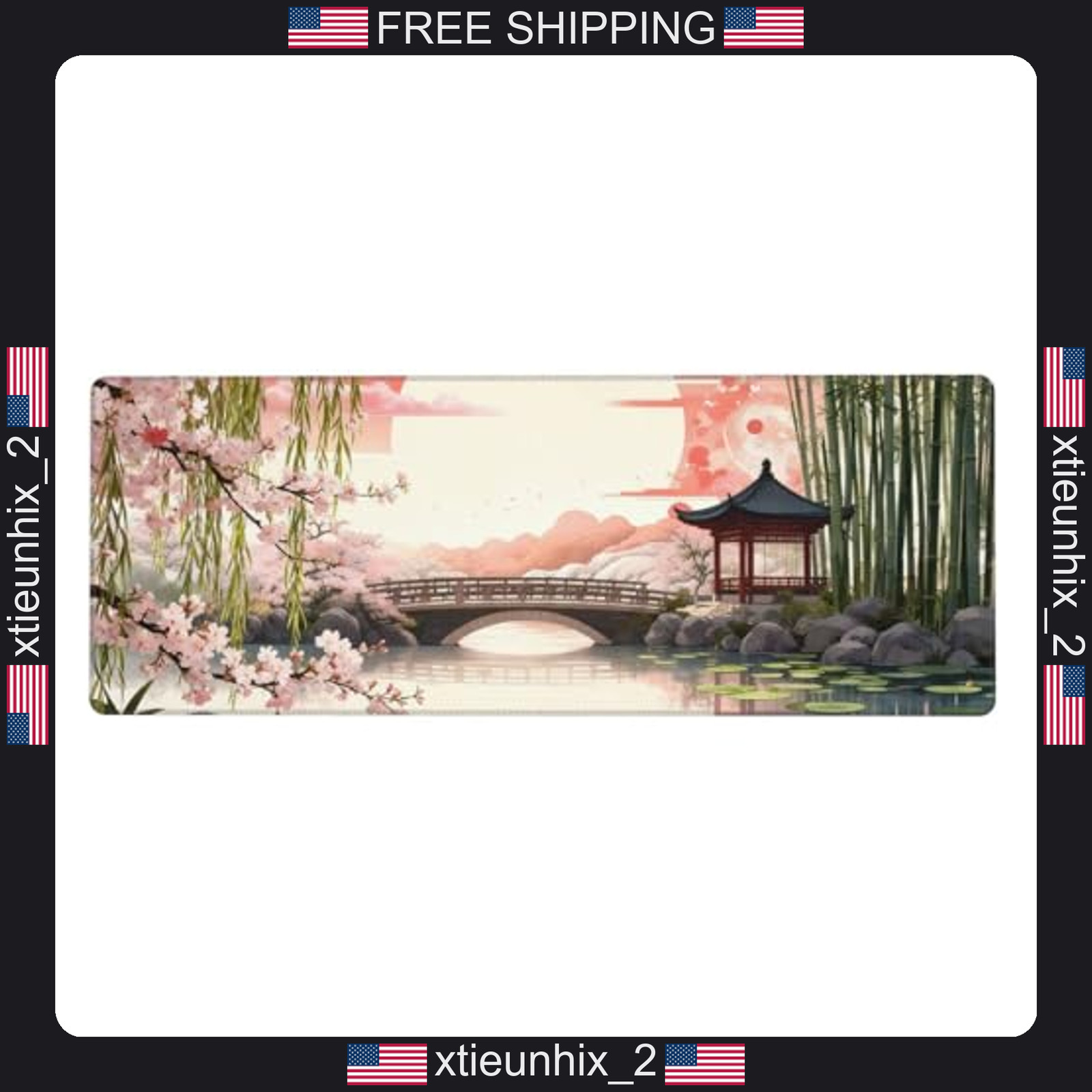 Japanese Cherry Blossom Large Gaming Mouse Pad 31.5x11.8 Inches Extended Desk
