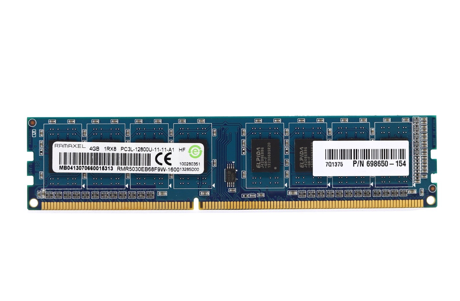 Ramaxel 4GB 1Rx8 PC3L-12800U-11-11-A1 Desktop Memory P/N: RMR5030EB68F9W-1600