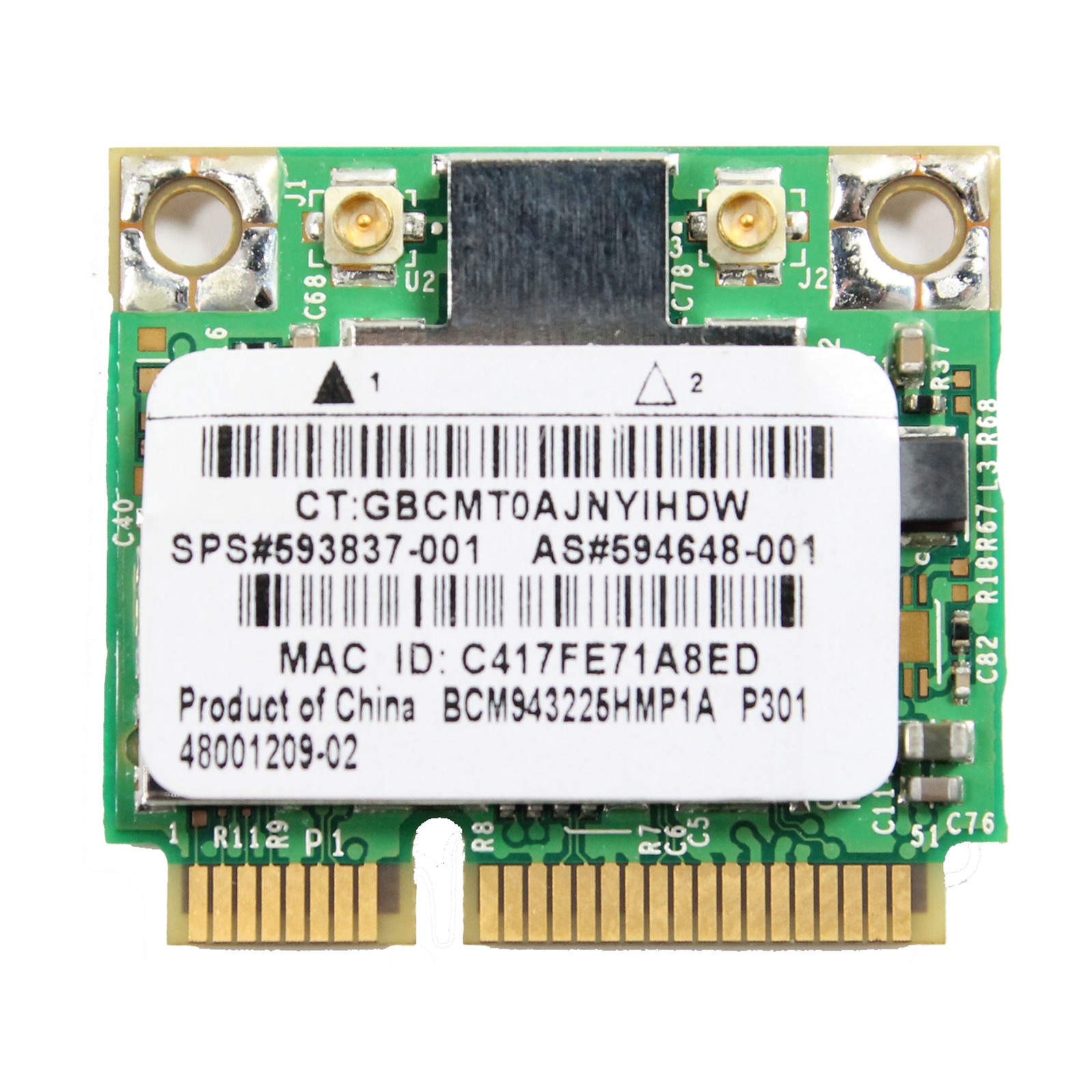 HP Pavilion DV4 BCM943225HM 802.11b/g/n Half Mini PCIe Wireless Card 593837-001