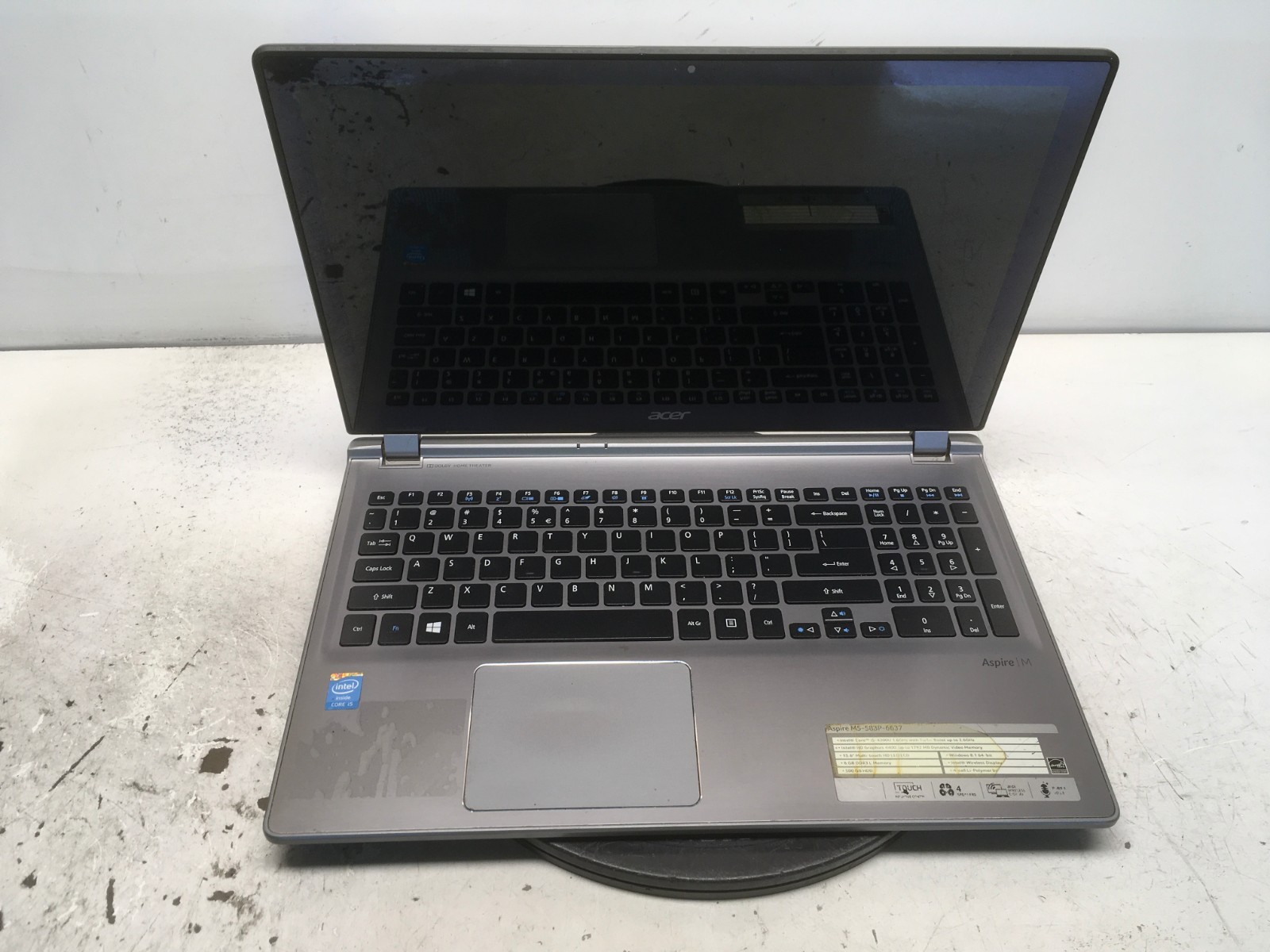 Acer Aspire M5-583P-6637 Intel i5-4200U 1.6GHz 8 GB NO HDD No Batt