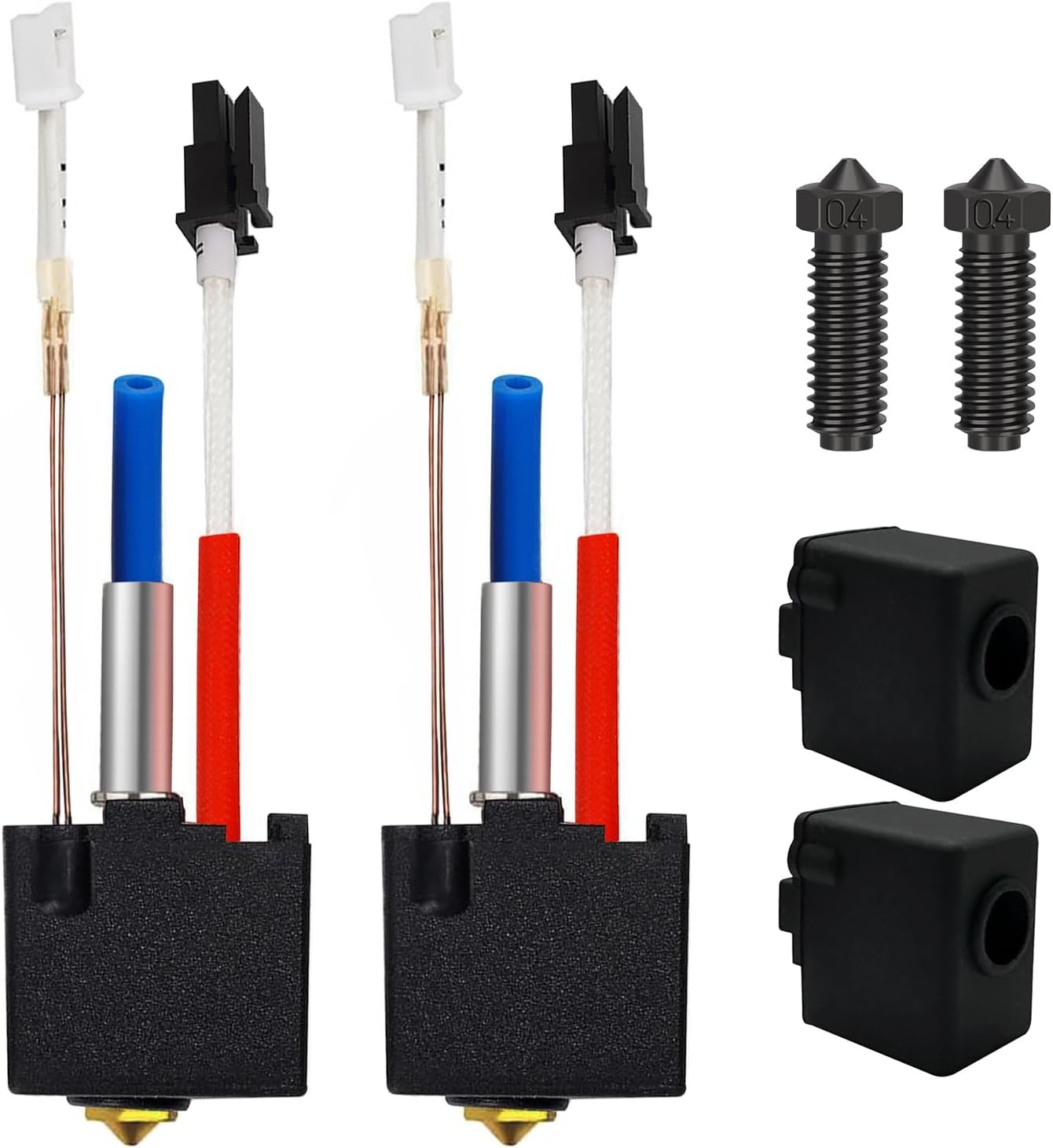 2PCS V5 J-Head Print Head Hotend with 2PCS 0.4mm Hardened Steel Nozzles and 2PCS