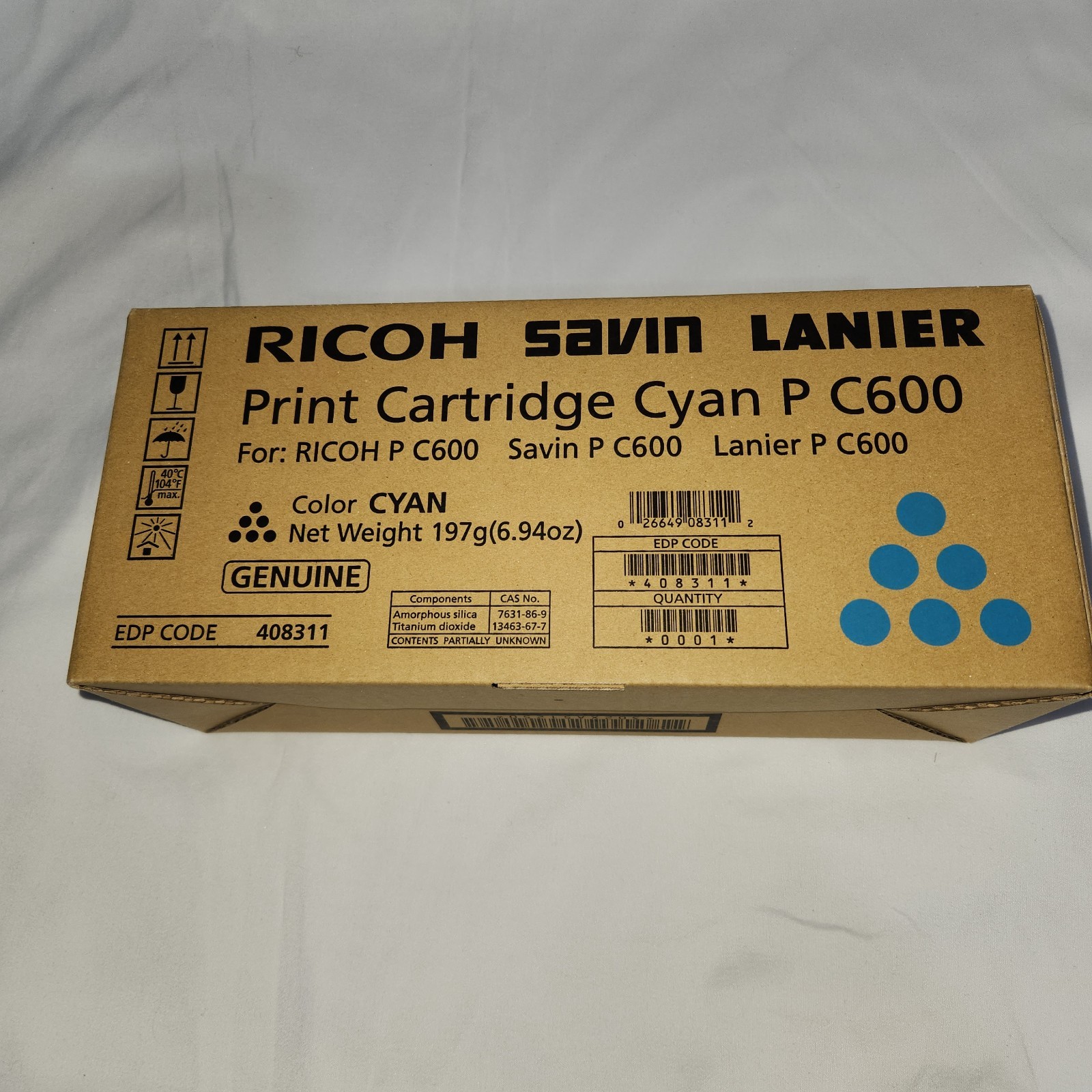 NEW Ricoh 408311 Cyan P C600 Toner Cartridge