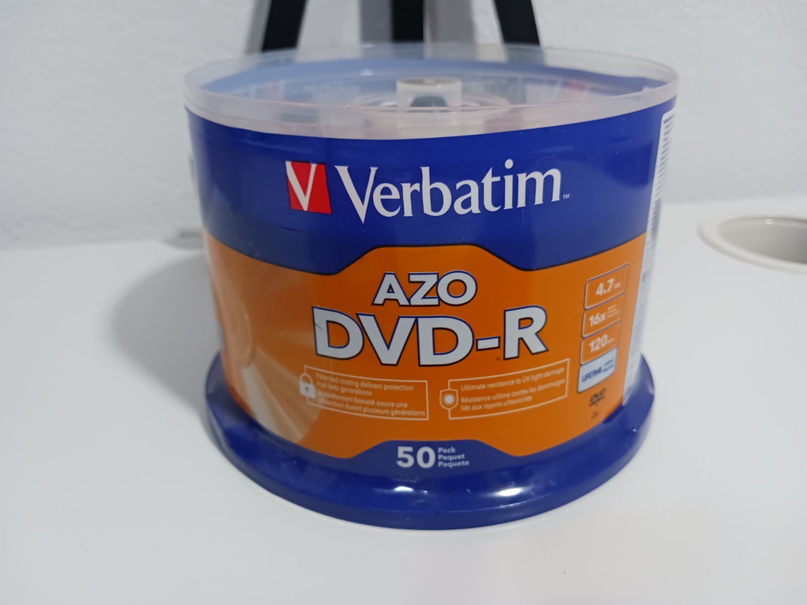 New Verbatim DVD-R Discs  50/Pack 4.7GB 16x 120 Minute Spindle AZO Sealed 