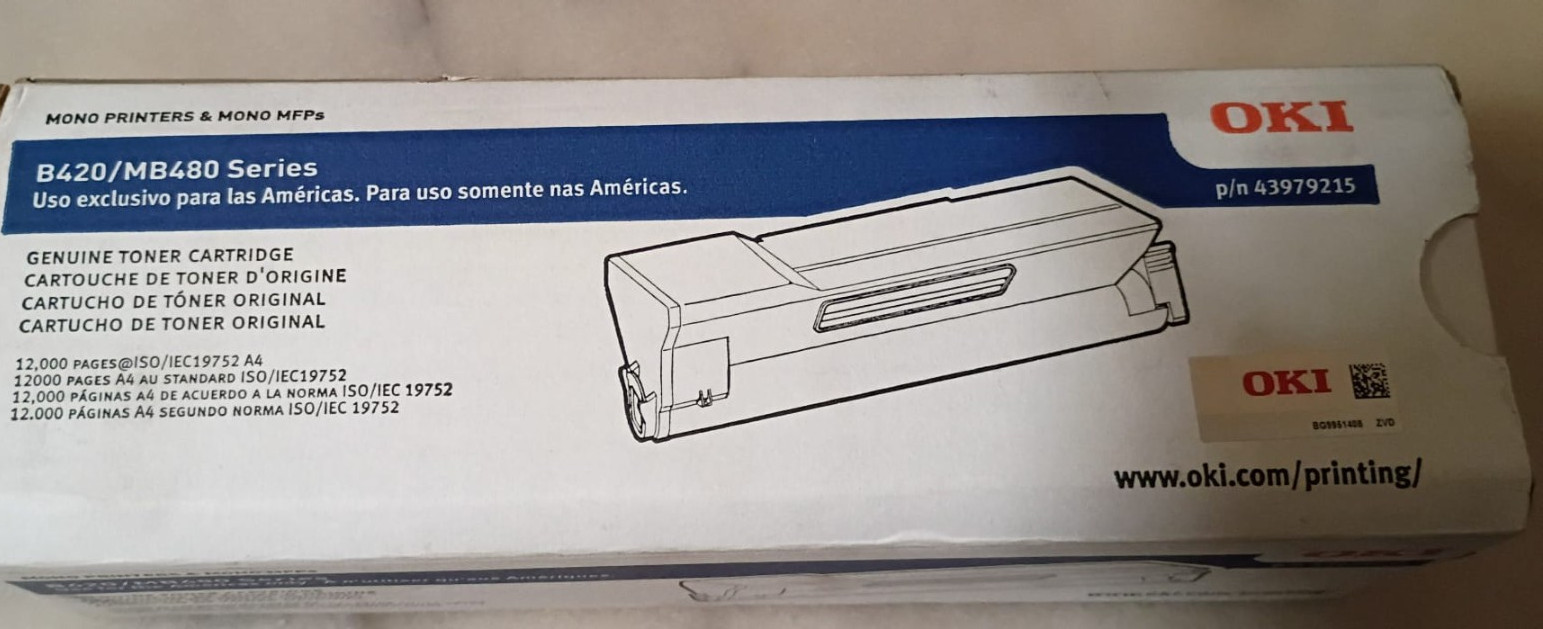 OKI 43979215 OEM Black Toner Cartridge B420 MB480 Series Genuine New Sealed