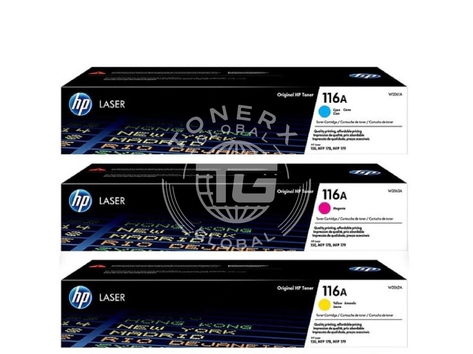 Genuine HP 116A Color Toner Cartridge Set CMY (W2061A - W2062A - W2063A) 