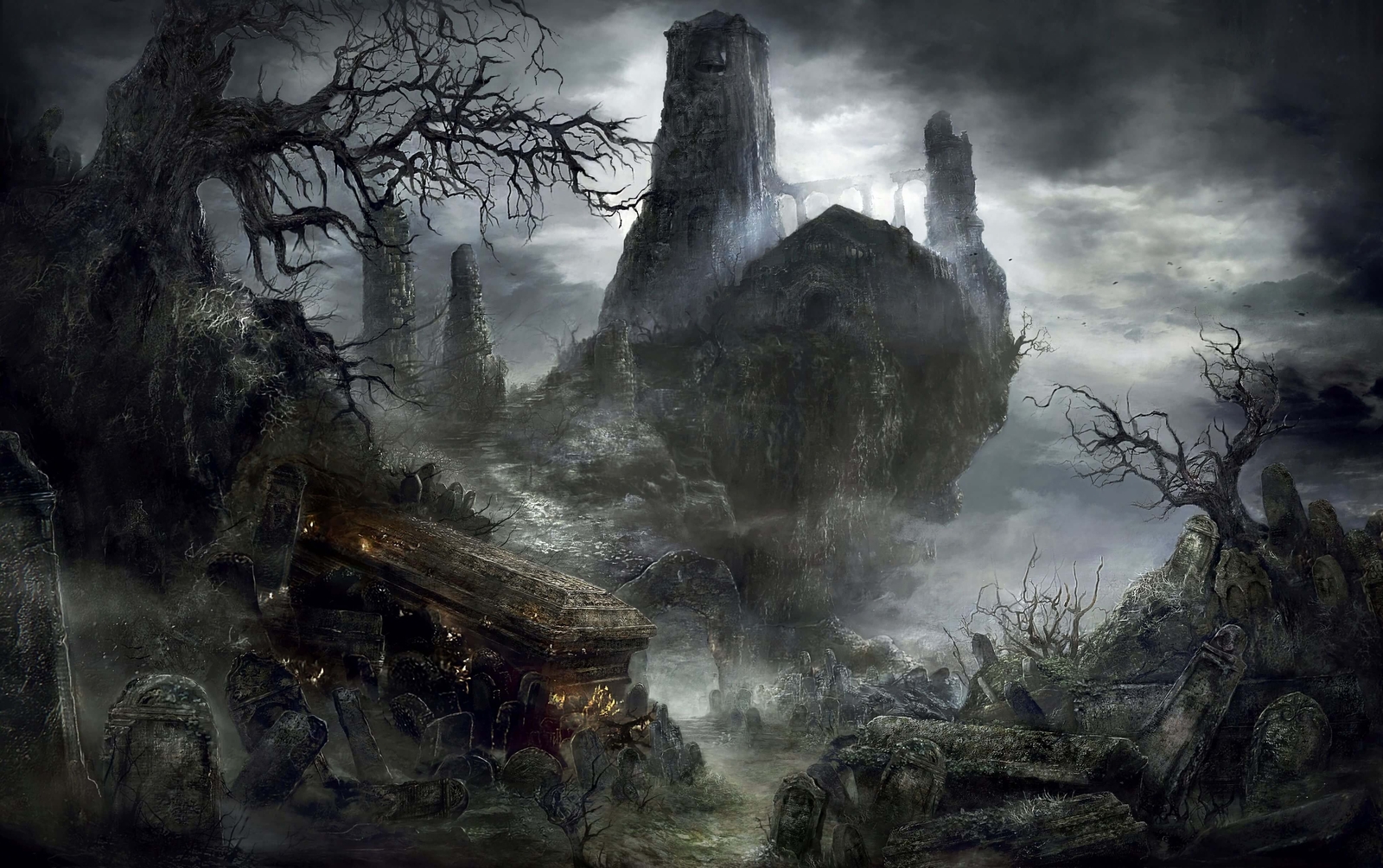 Landscape dark souls iii gothic video games castle from Custom Gaming Mat Desk