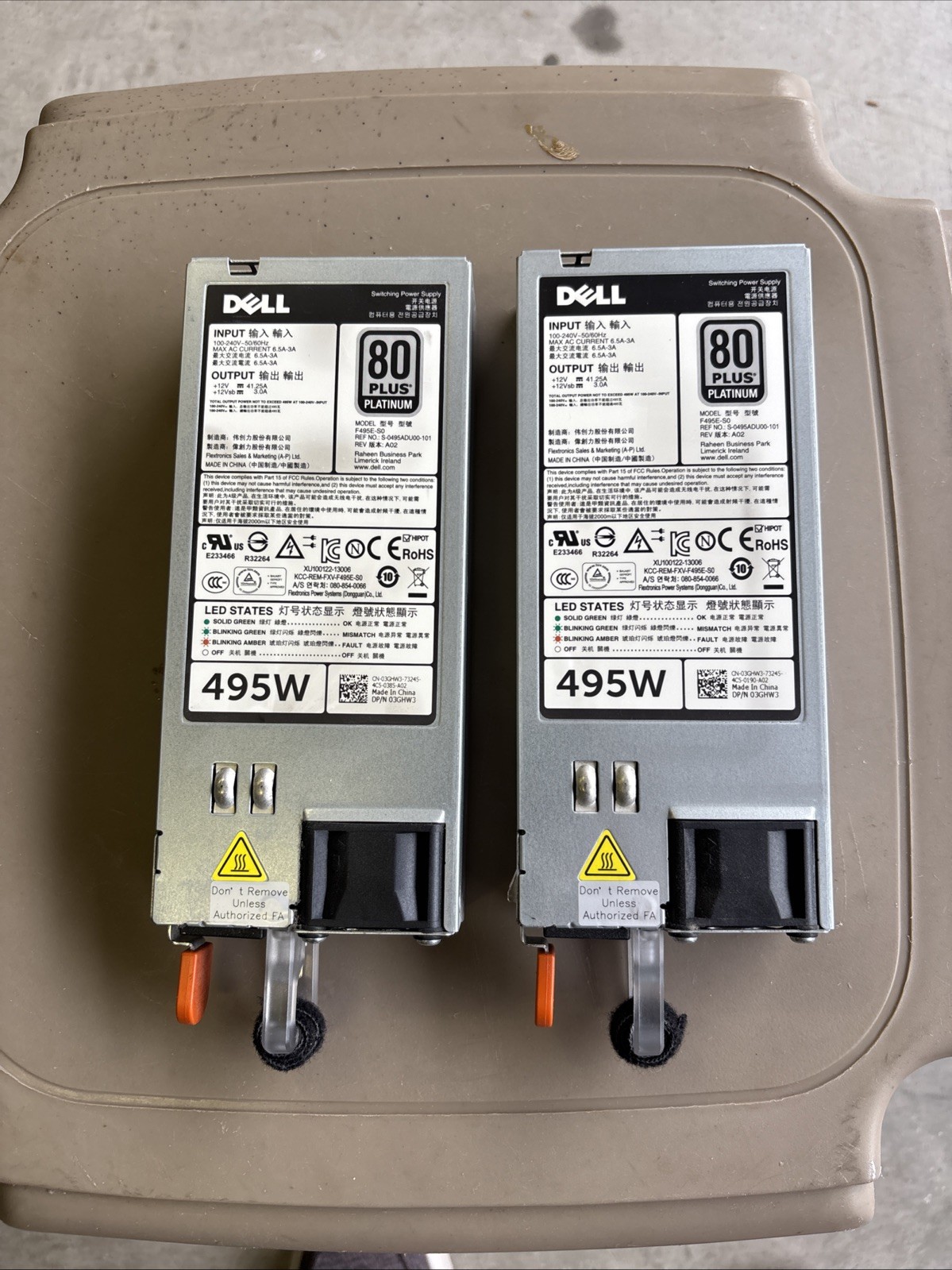Dell D495E-S0 80 Plus Platinum Power Supply 495W