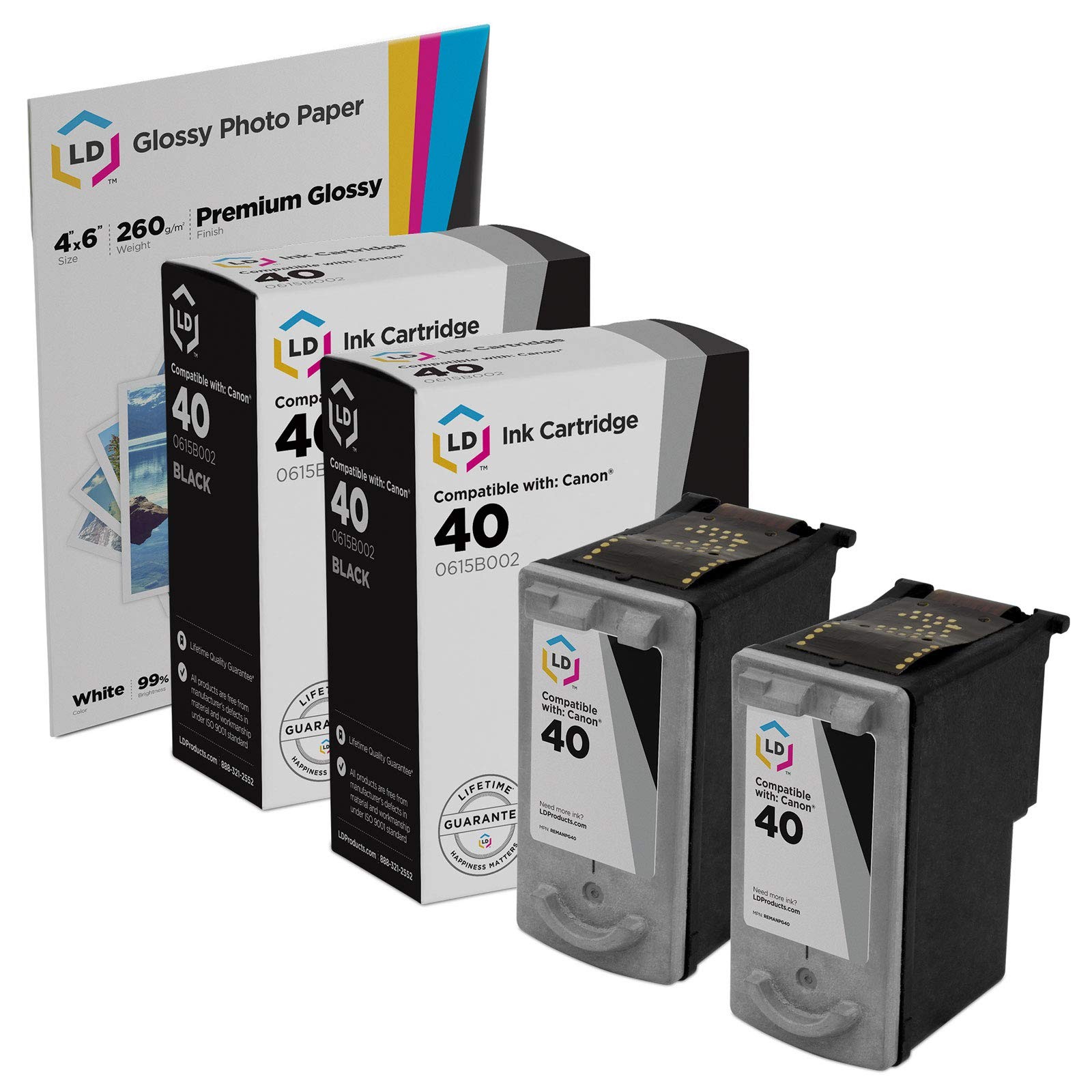 LD Replacement Canon PG40 Set of 2 Black Inkjet Cartridges