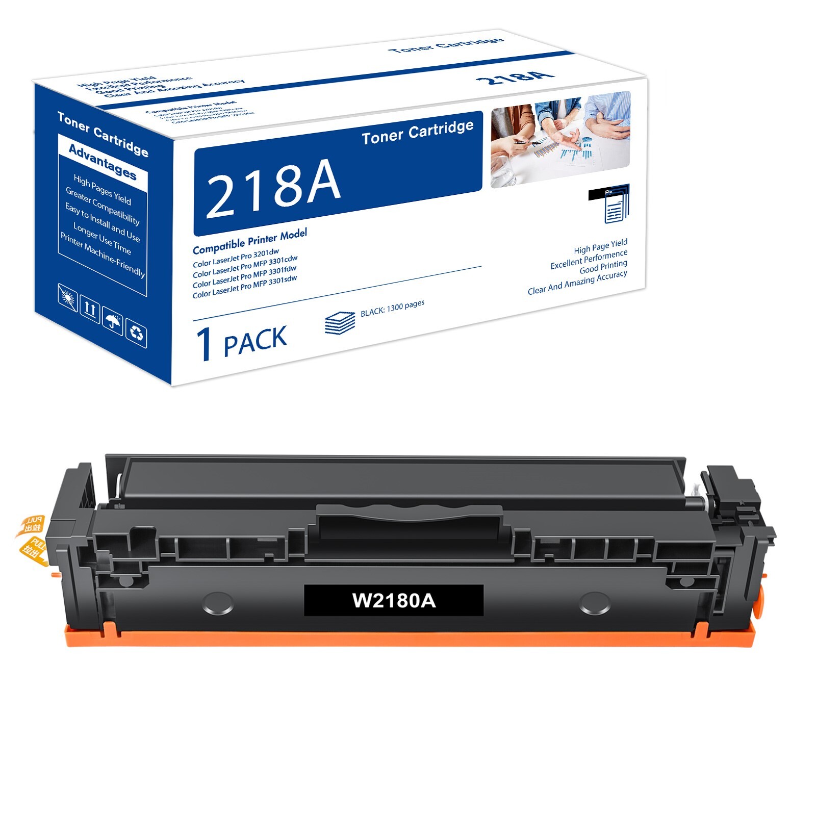 1PK 218A 2180A Black Toner Fit for HP Color LaserJet Pro MFP 3301cdw MFP 3301fdw