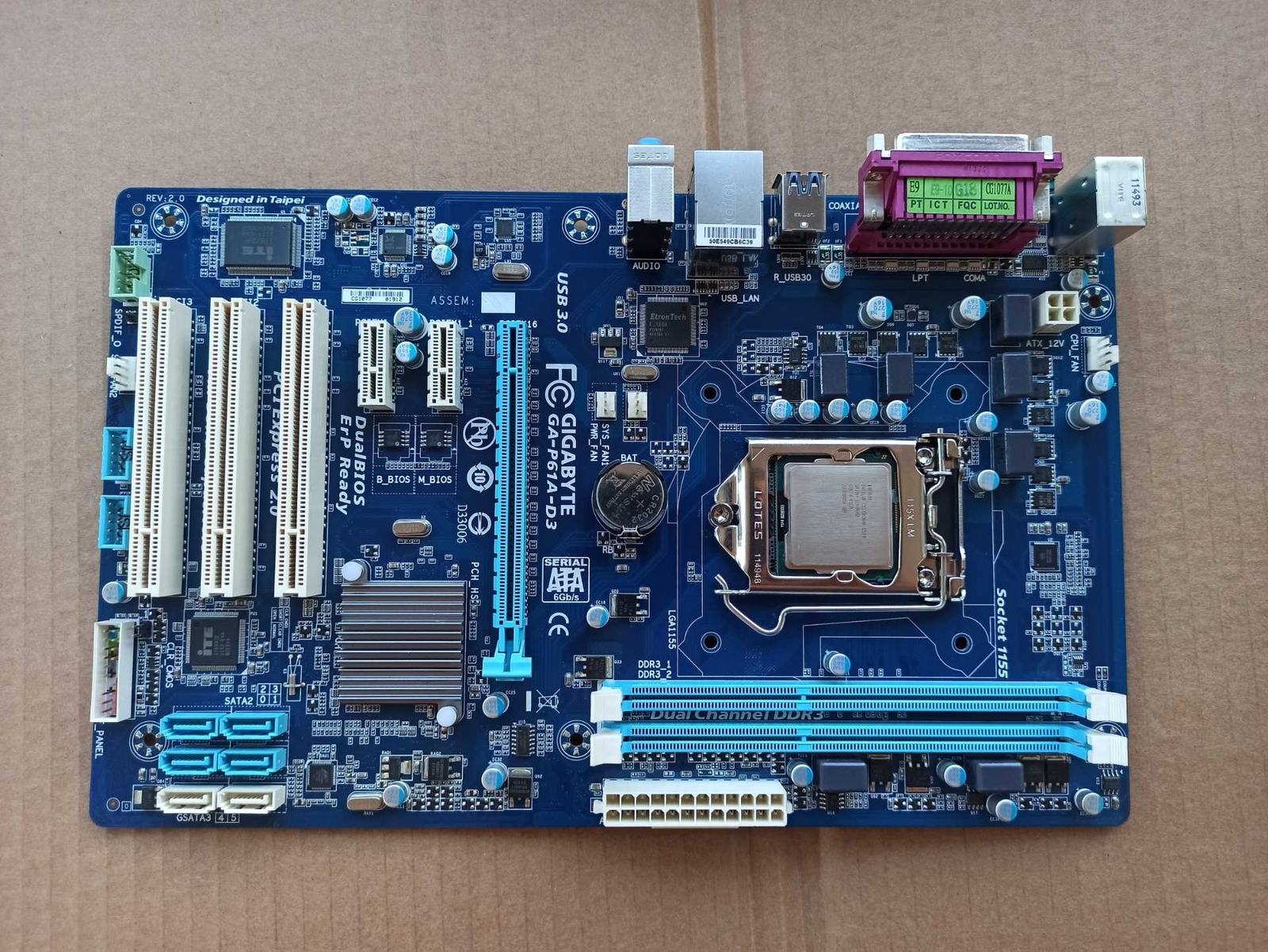 FOR GIGABYTE GA-P61A-D3 H61 DDR3 LGA 1155 16GB ATX Motherboard Test OK