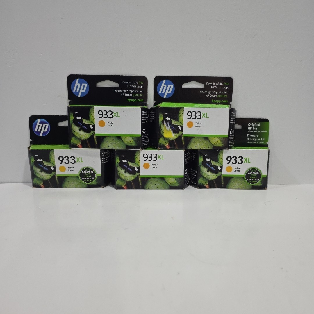NEW Genuine HP 933XL Yellow Ink Lof Of 5 Cartridge CN056AN Sealed Expired 22-24