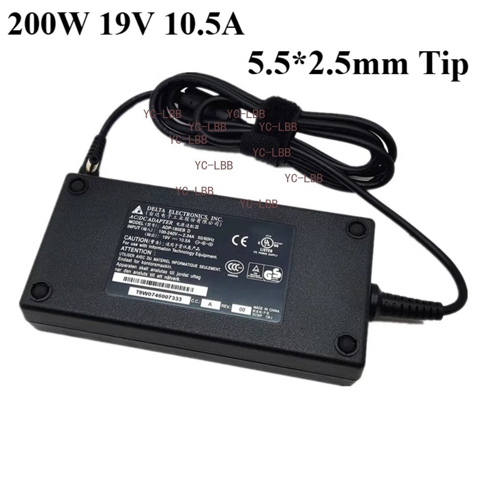 Genuine Delta 200W 19V 10.5A Charger Power Supply 5.5*2.5mm Tip AC Adapter