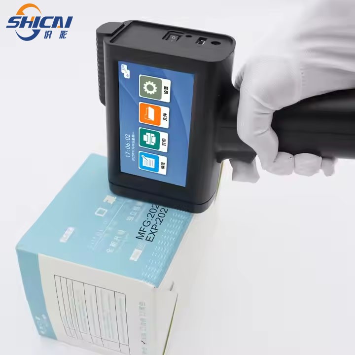 Chipless handheld inkjet printer prints date, logo pattern, text, variable data