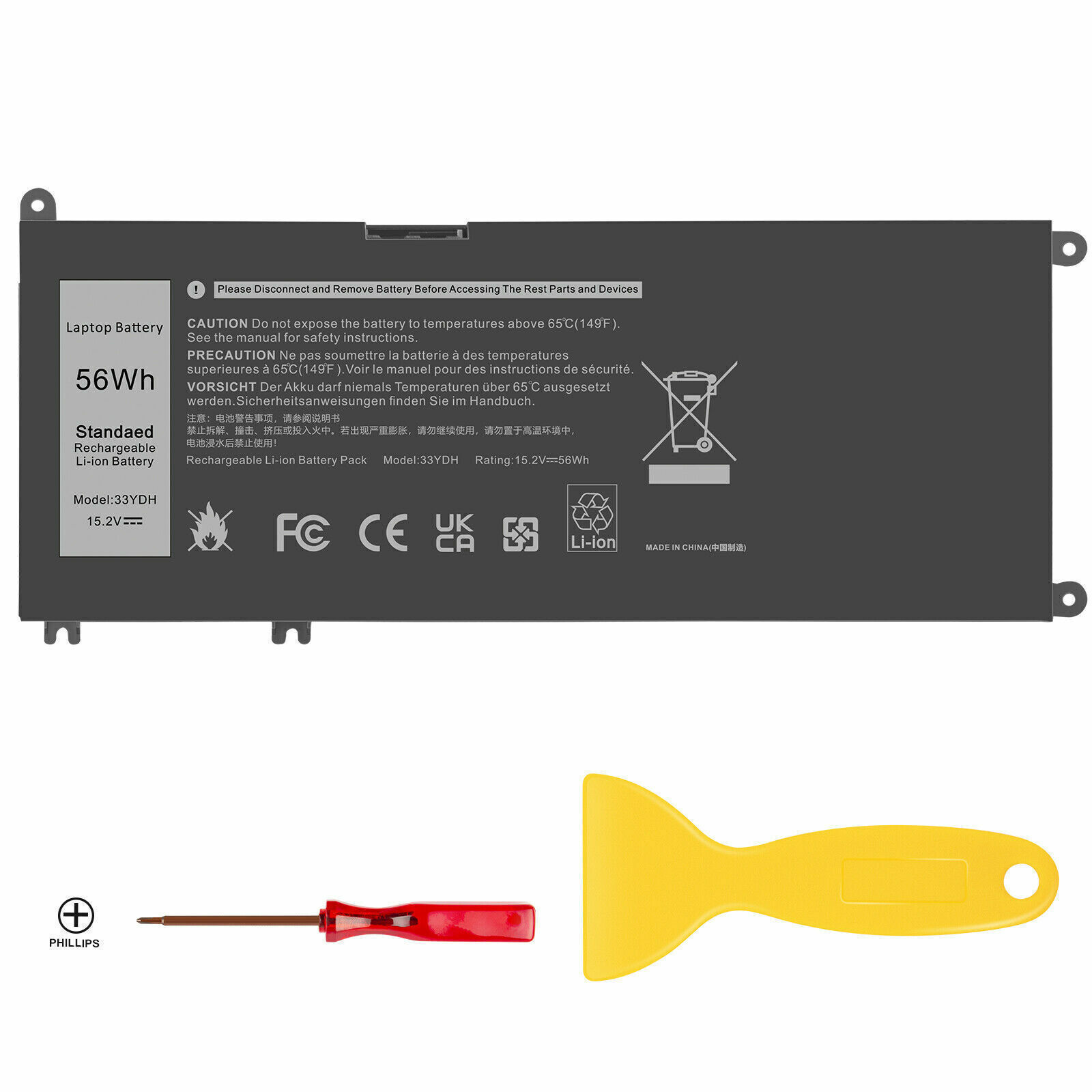 33YDH Battery For Inspiron 7000 7577 Dell Latitude 3380 3480 3490 3500 3580 3590