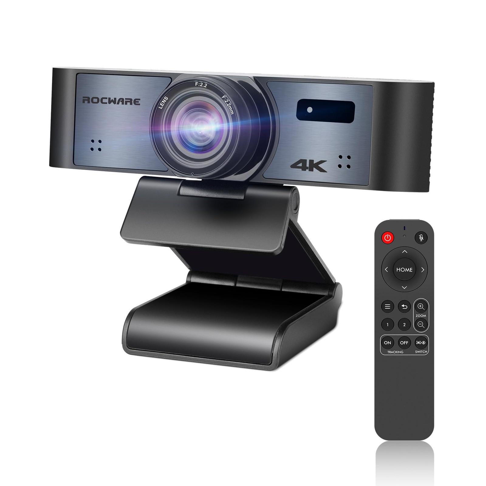 Rocware 4K Ultra HD Webcam with AI Tracking Microphone and Privacy Cover