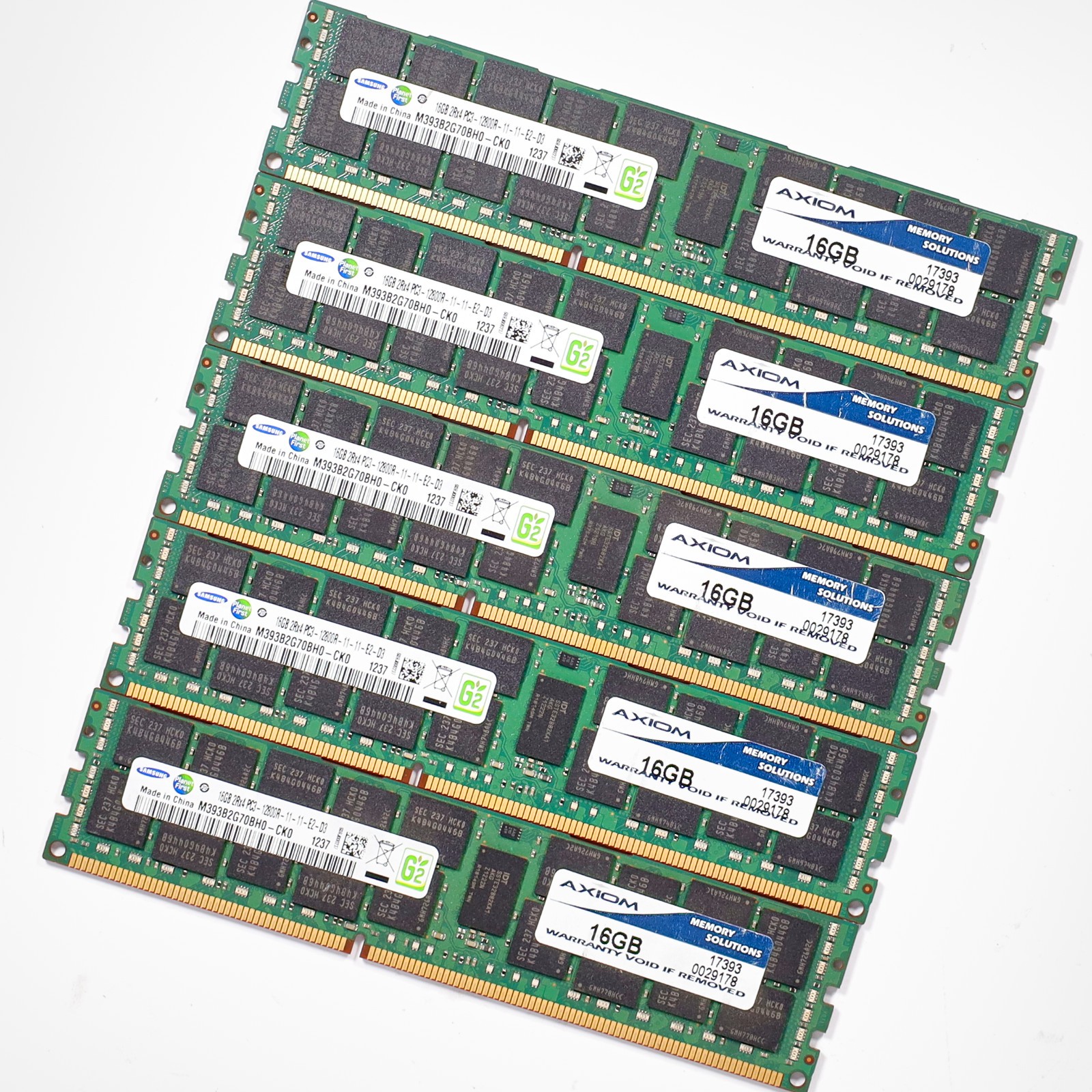(Lot of 5) Samsung 16GB 2Rx4 PC3-12800R DDR3-1600 ECC RAM M393B2G70BH0-CK0