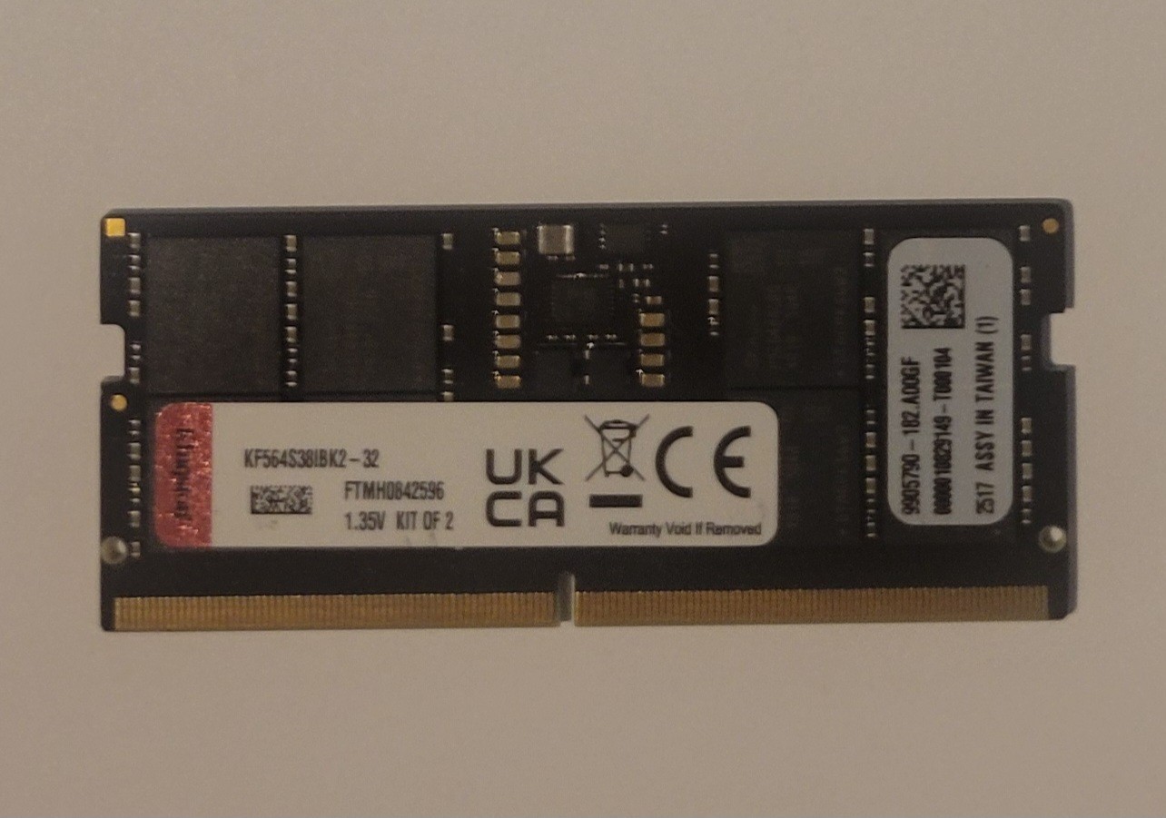 One 16GB Module Kingston FURY Impact DDR5-6400 CL38 XMP SODIMM (KF564S38IBK2)