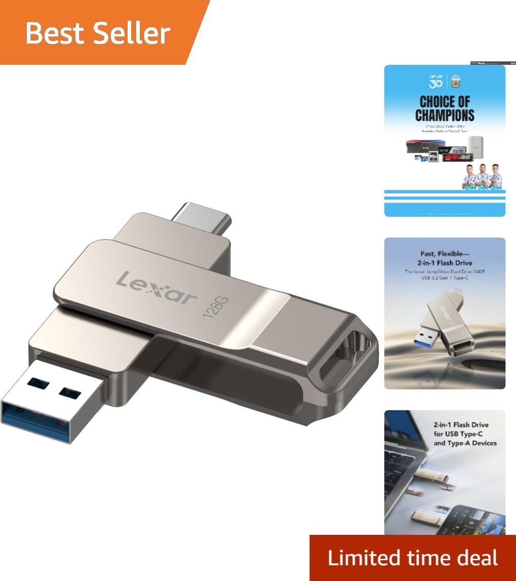 D40E 128GB Dual USB 3.2 Gen 1 Type-C Flash Drive in Elegant Champagne Silver
