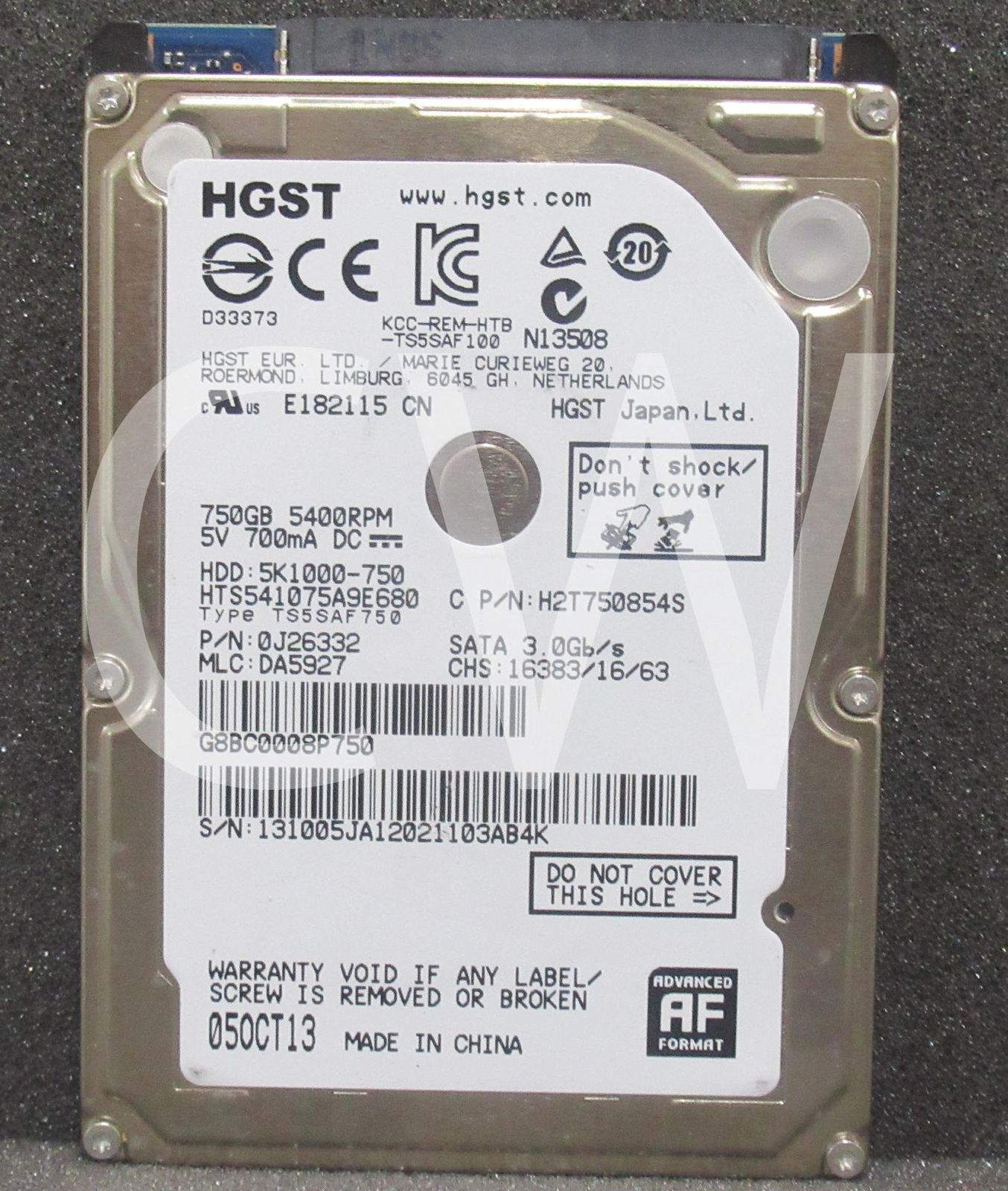 HTS541075A9E680 Hitachi 0J26332 750GB 5.4KRPM 6Gbps 2.5"SATA LaptopHDD HardDrive