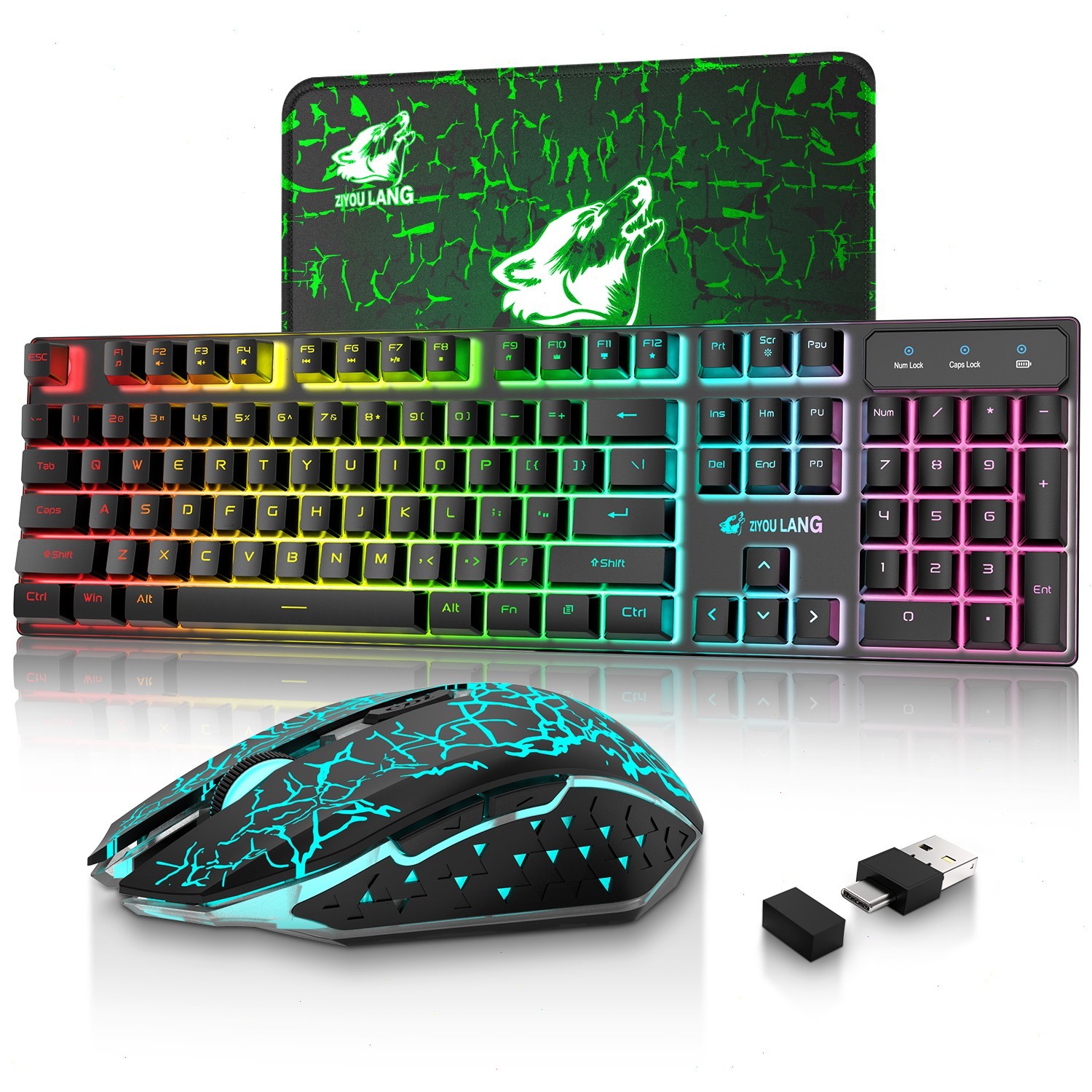 ZIYOULANG T3 Rechargeable 2.4G Wireless Gaming Keyboard Mouse Set RGB For PC Mac