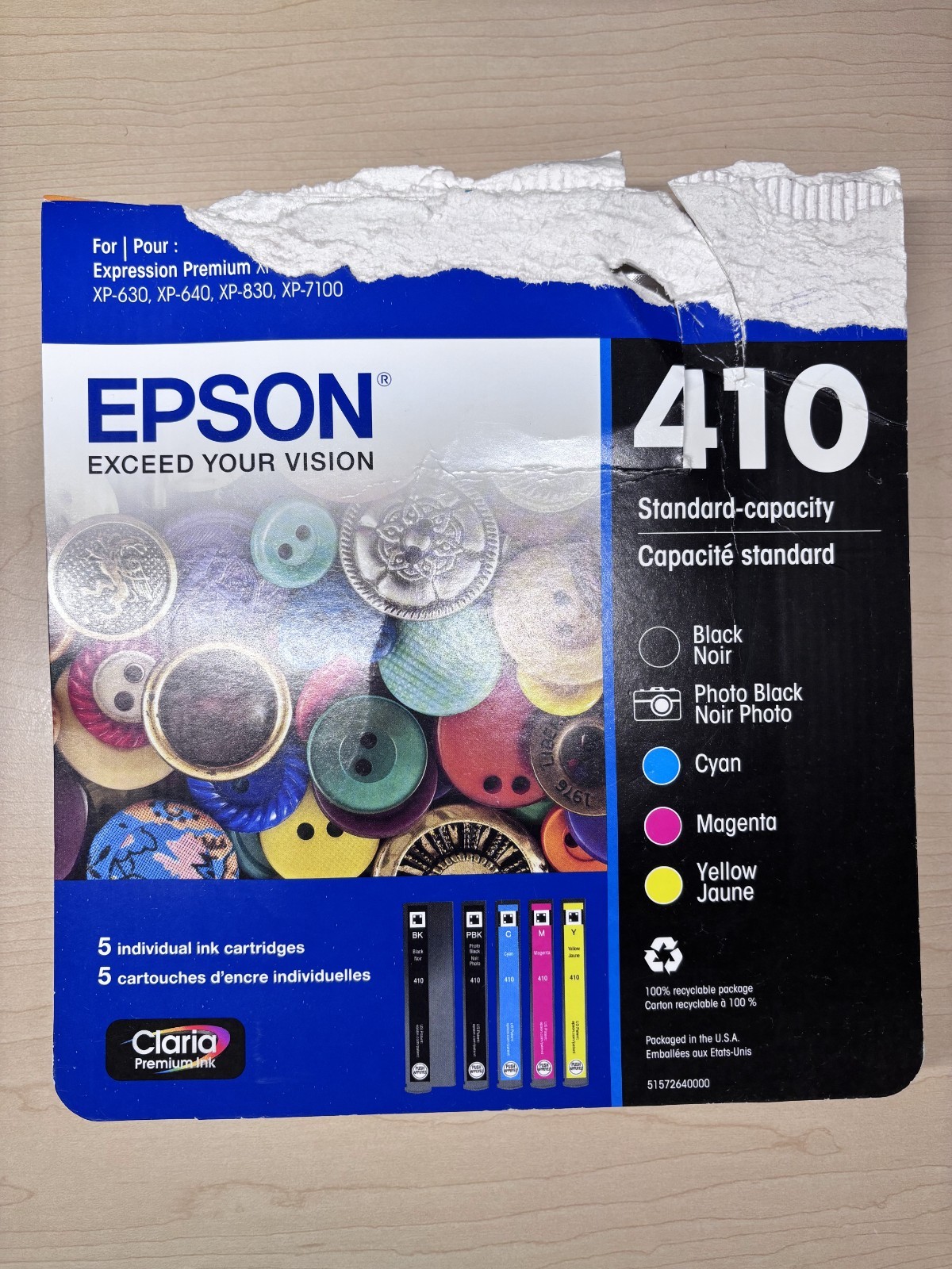 Epson 410 Ink Cartridge Set Claria Ink Factory Sealed Open Box EXP 06/2024