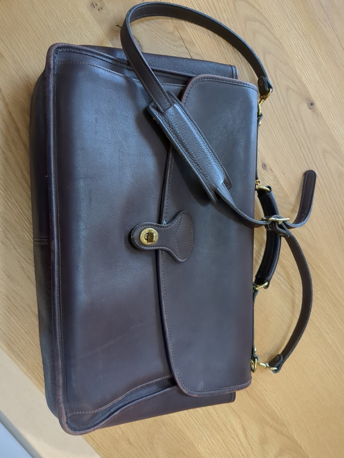 Jack Georges Mahogany Leather Briefcase Laptop Tablet Shoulder Tote Bag Attache