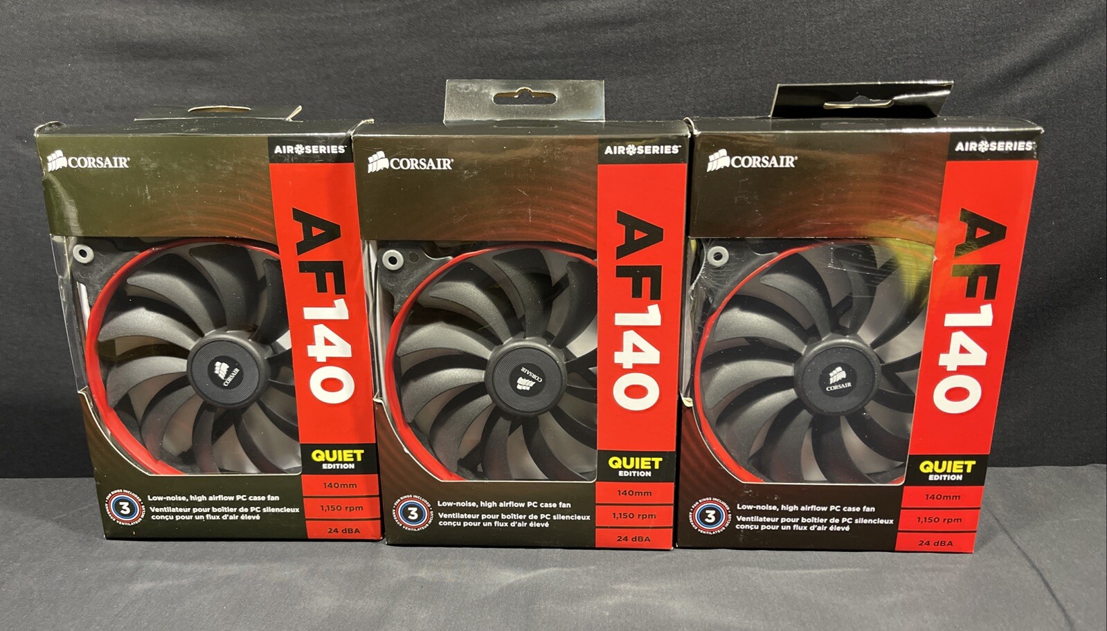 Corsair CO-9050009-WW Air Series AF140 Quiet Edition Single Fan Lot Of 3