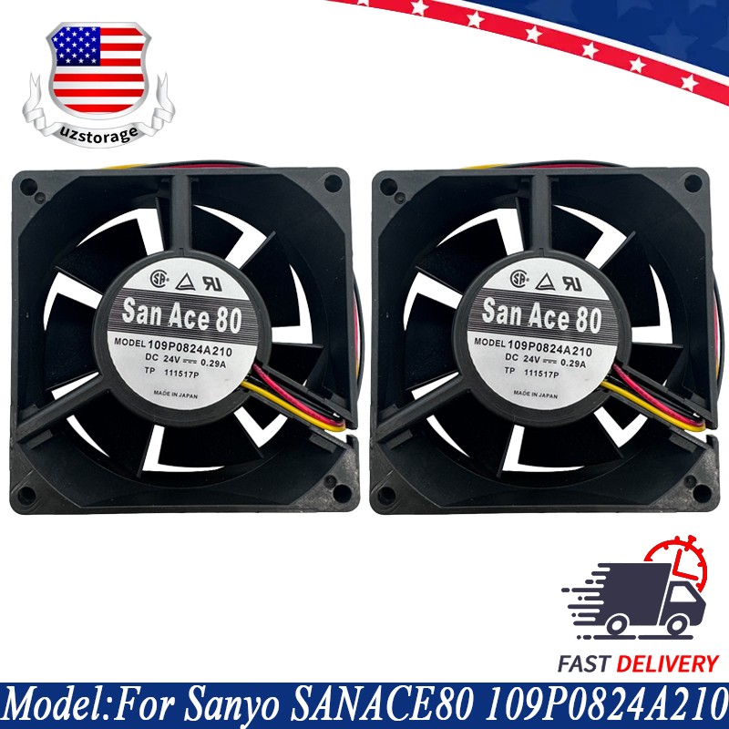 2PCS For Sanyo SANACE80 109P0824A210 Inverter Cooling Fan 3Pins 24VDC 0.29A 8032