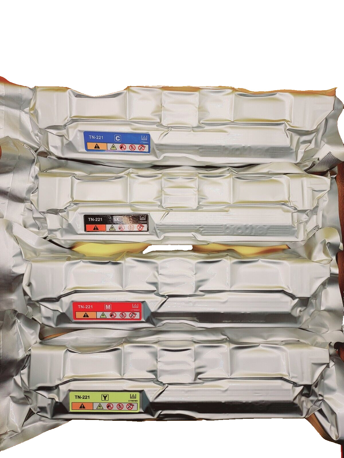 GENUINE OEM BROTHER TN221BK TN221C TN221Y TN221M TONER  4-PACK  STANDARD  YIELD
