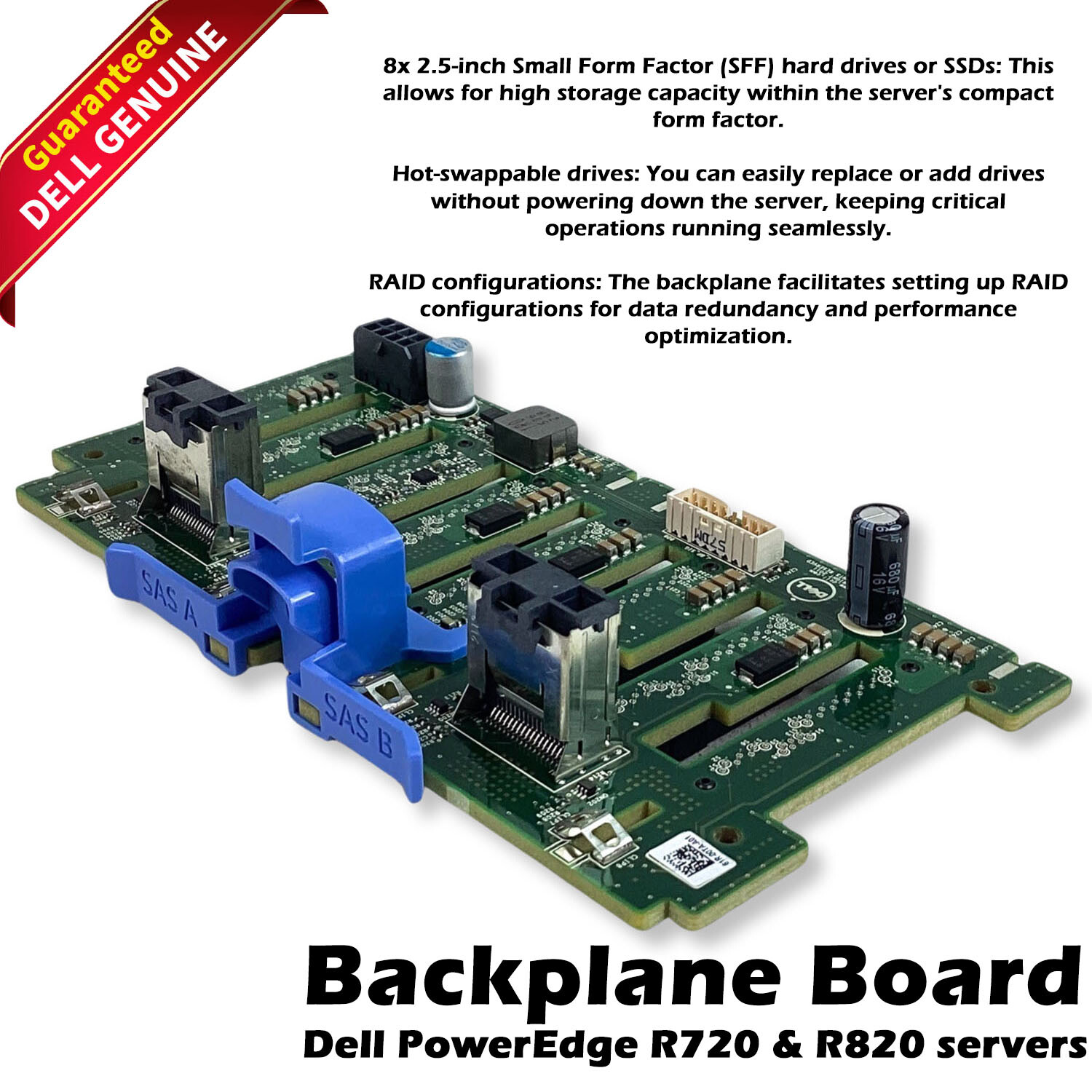 GENUINE DELL POWEREDGE R820 2.5" x 8 SFF HDD BACKPLANE 22FYP J2C2D 022FYP