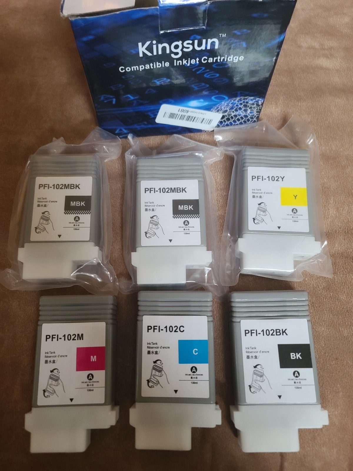 Kingsun 6-Pack 130ML PFI102 Compatible with Canon PFI120 Cartridge Pigment  Read