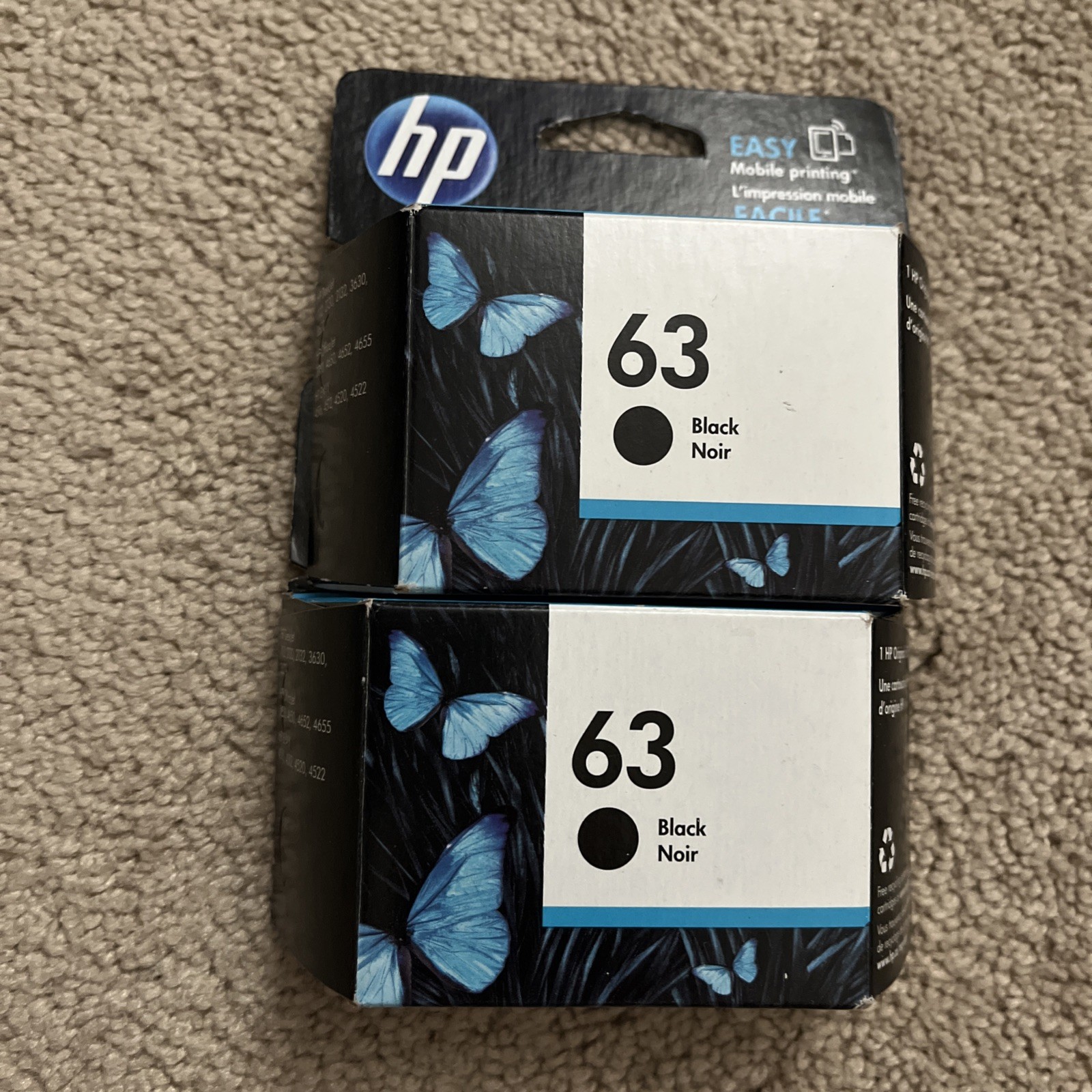 2x Genuine Original HP 63 Black Ink Cartridge EXP April 2017 New In Box Unopened