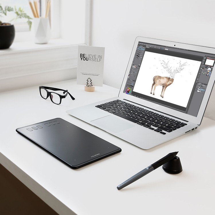 Huion H640P 6.3×3.9'' Graphics Drawing Tablet Battery-Free Stylus 8192 Pressure