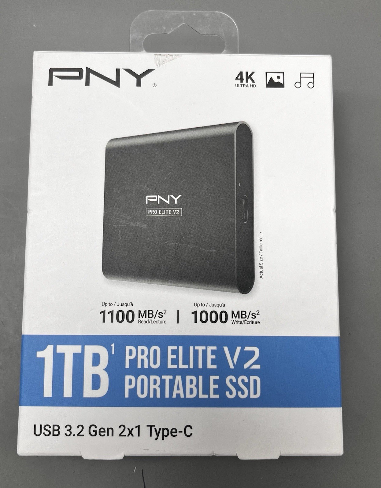 PNY Pro Elite V2 Portable 1TB External SSD USB-C 3.2