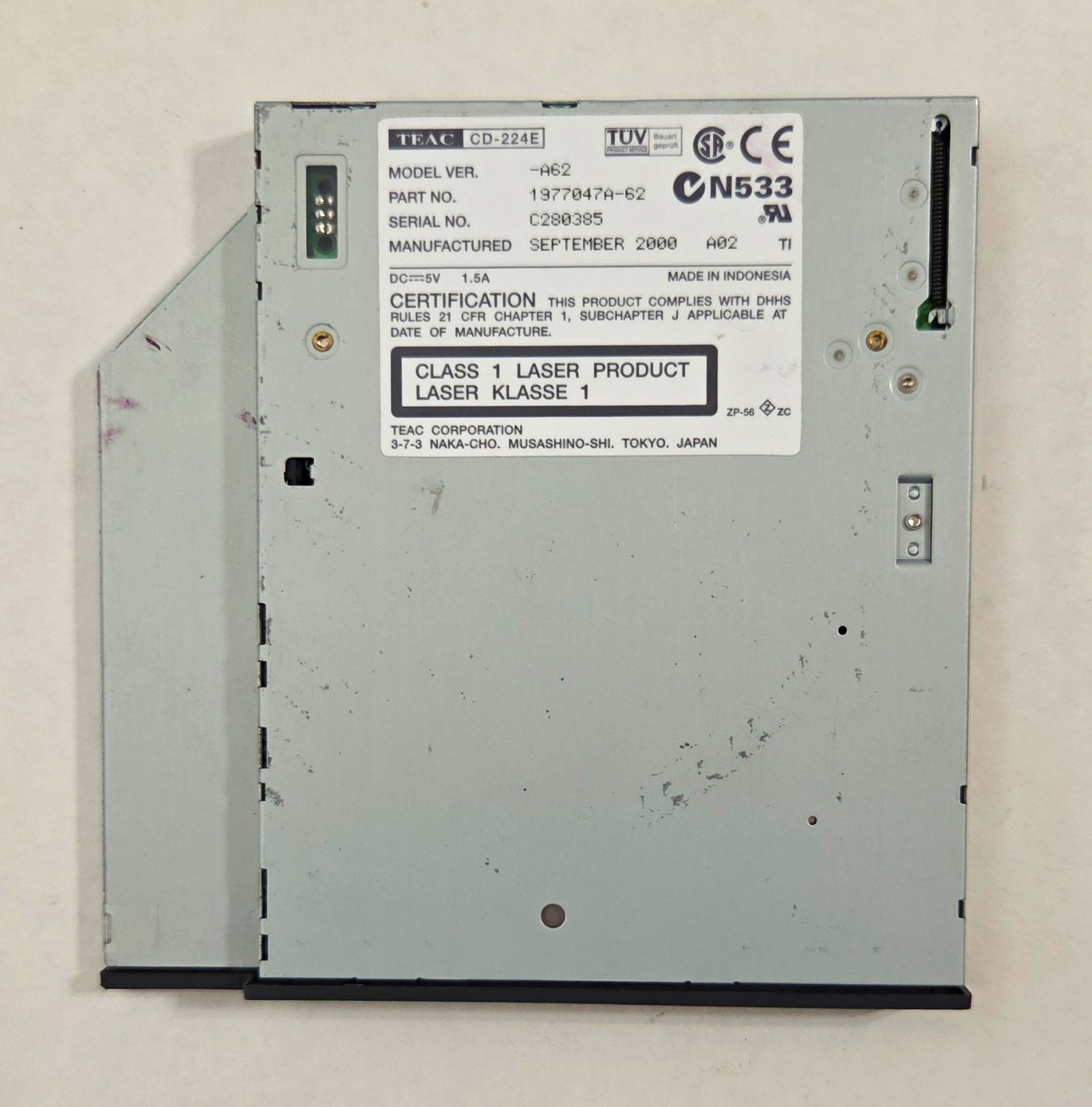 TEAC CD-224E Internal Laptop CD-ROM Drive 1977047A-62 Gateway 5501056