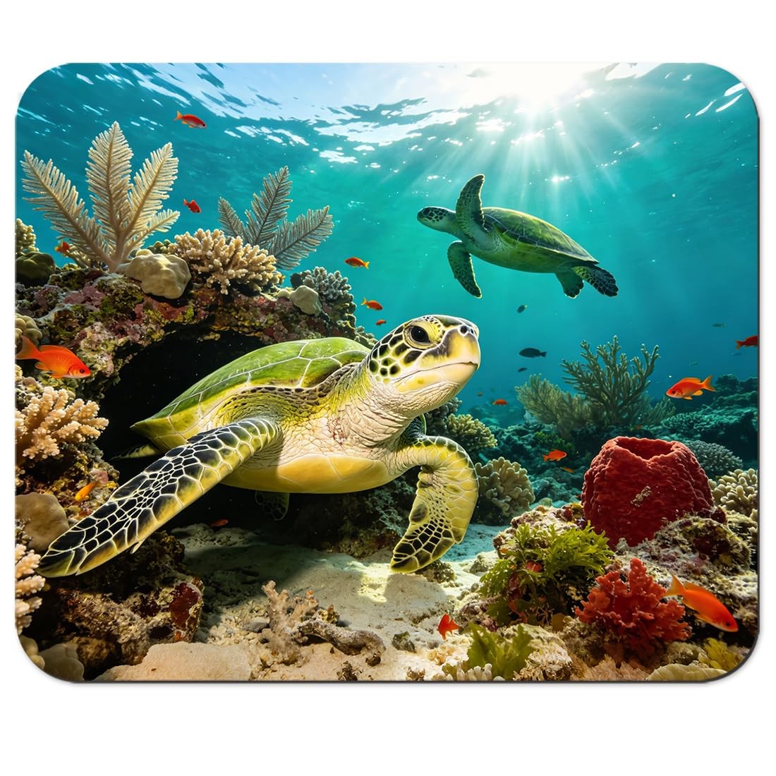 Ocean Life Blue Pad, Sea Turtles & Coral Reef Desk Mat