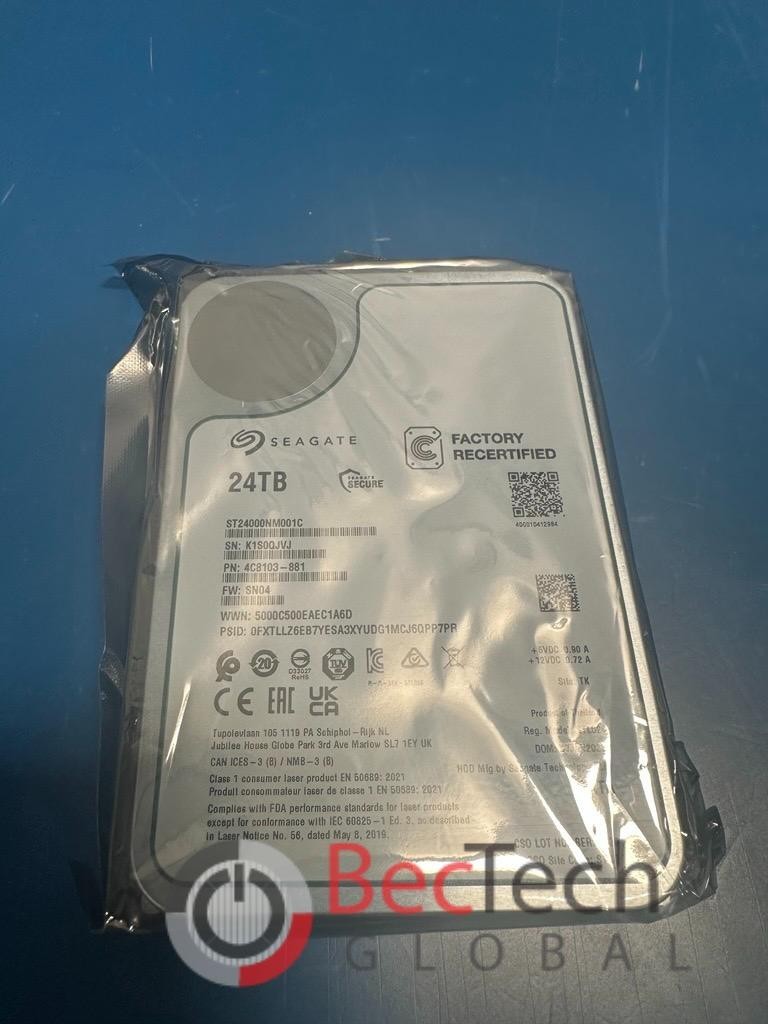 SEAGATE EXOS X24 ST24000NM001 EXOS X24 24TB 7.2K SATA 6G LFF HDD RECERTIFIED