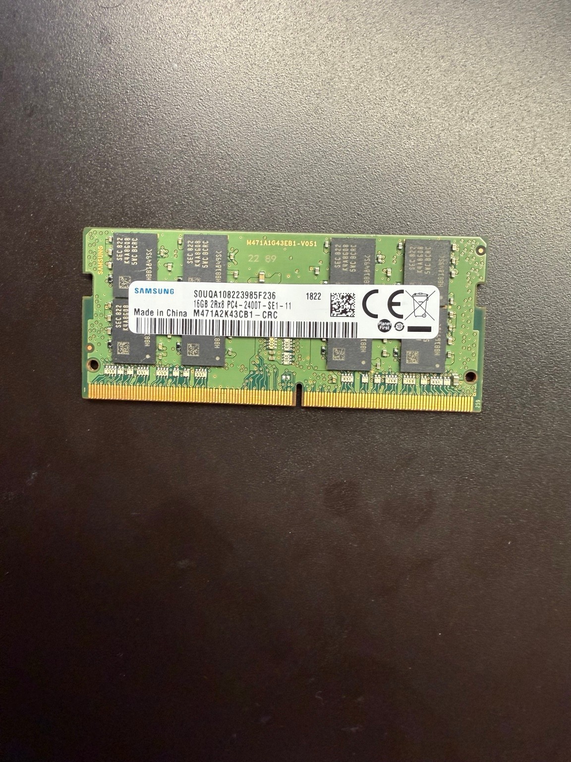 Samsung 16GB DDR4-2400 SODIMM Laptop RAM M471A2K43CB1-CRC 1x16GB