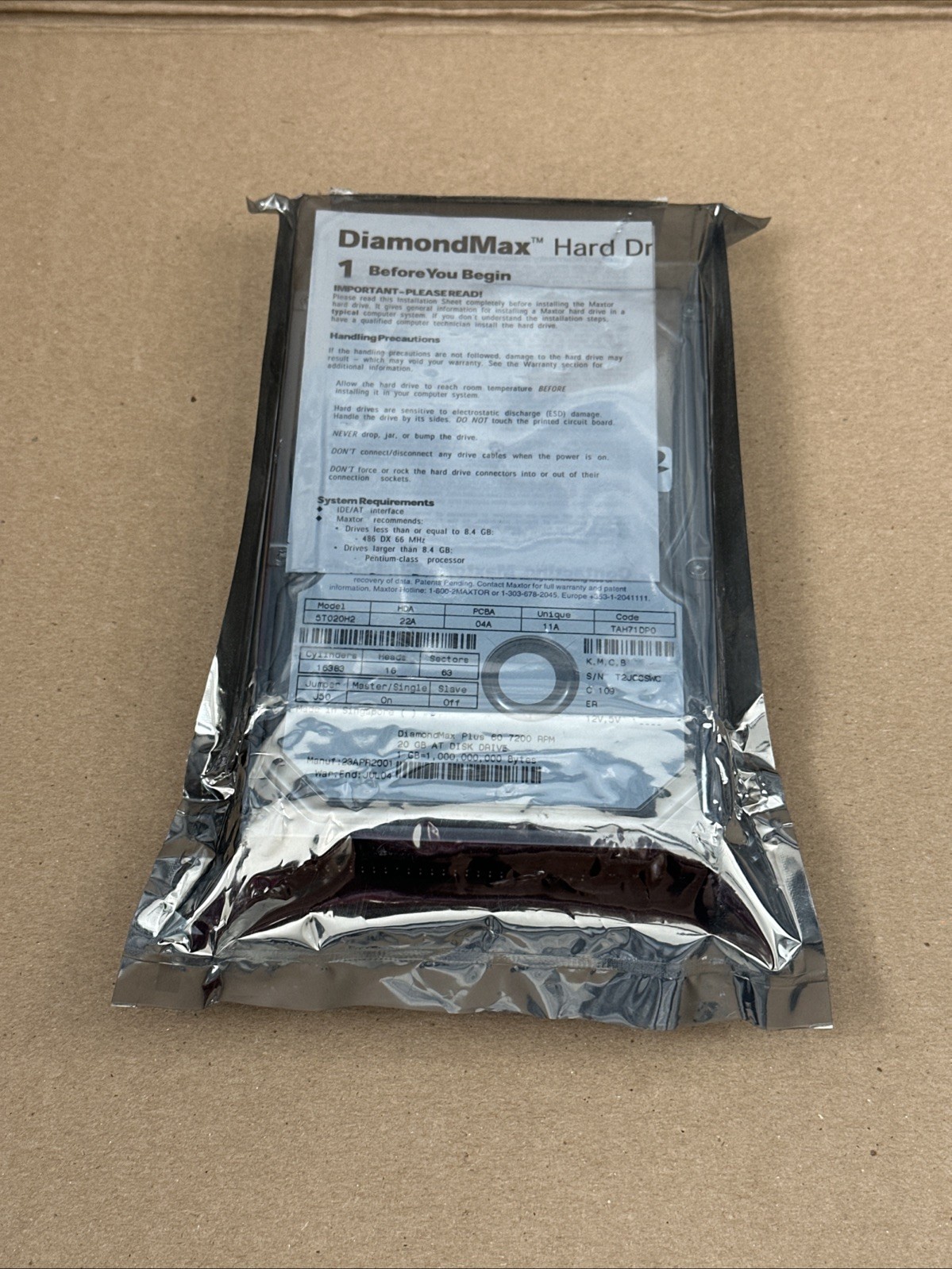 NEW Maxtor 5T020H2 DiamondMax Plus 60 20GB 7200RPM IDE/ATA 3.5" Inch Hard Drive