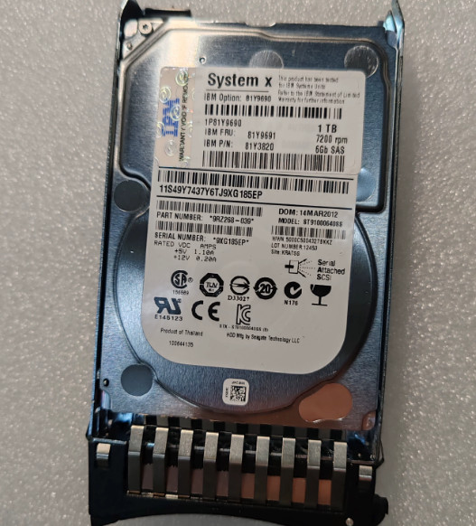 IBM 1T 7.2K 2.5-inch SAS Server Hard Drive 81Y9691 81Y9690 81Y3820