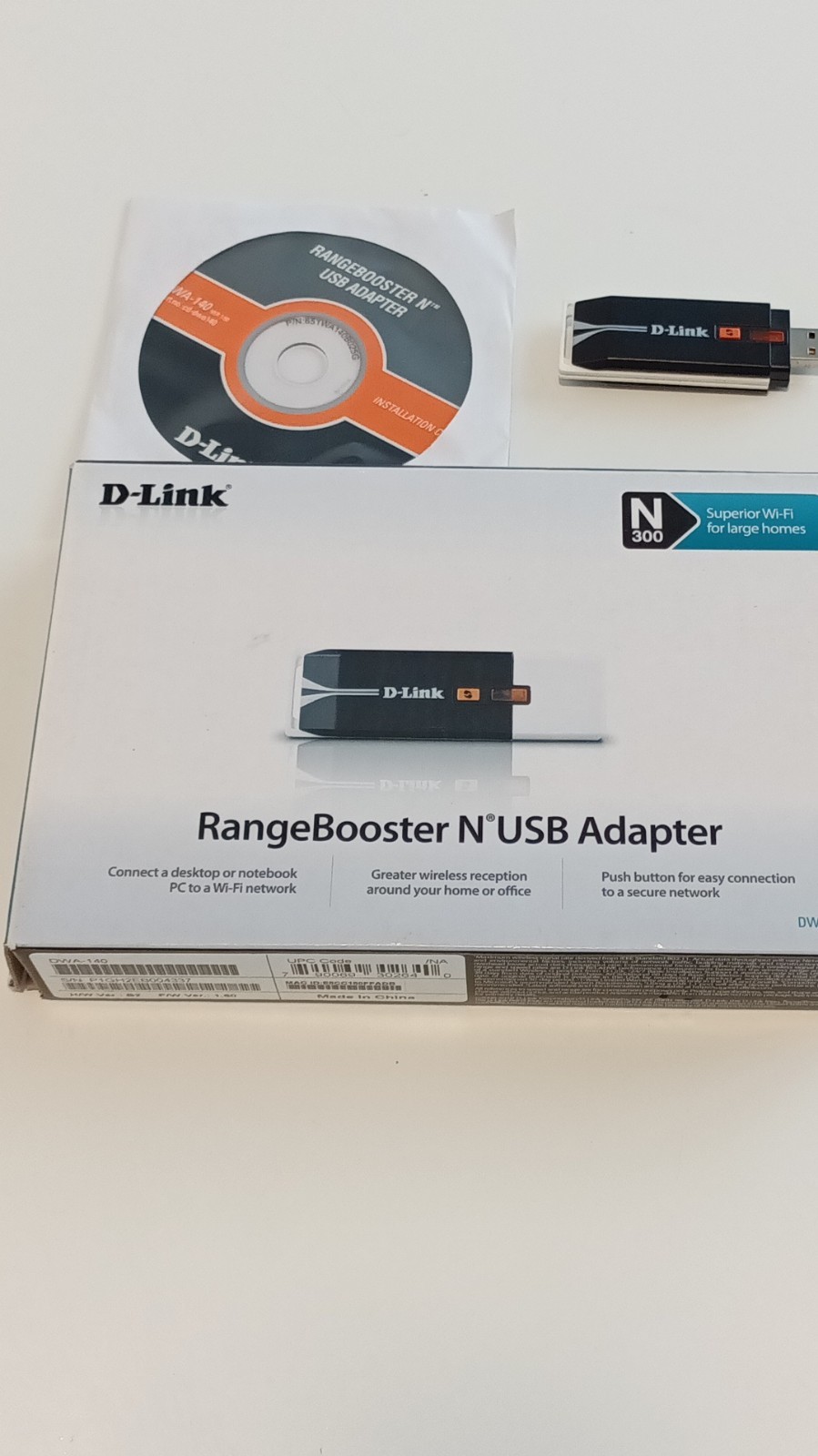 D-Link RangeBooster N USB Adapter DWA-140 N300 300Mbps USB WPS for PC