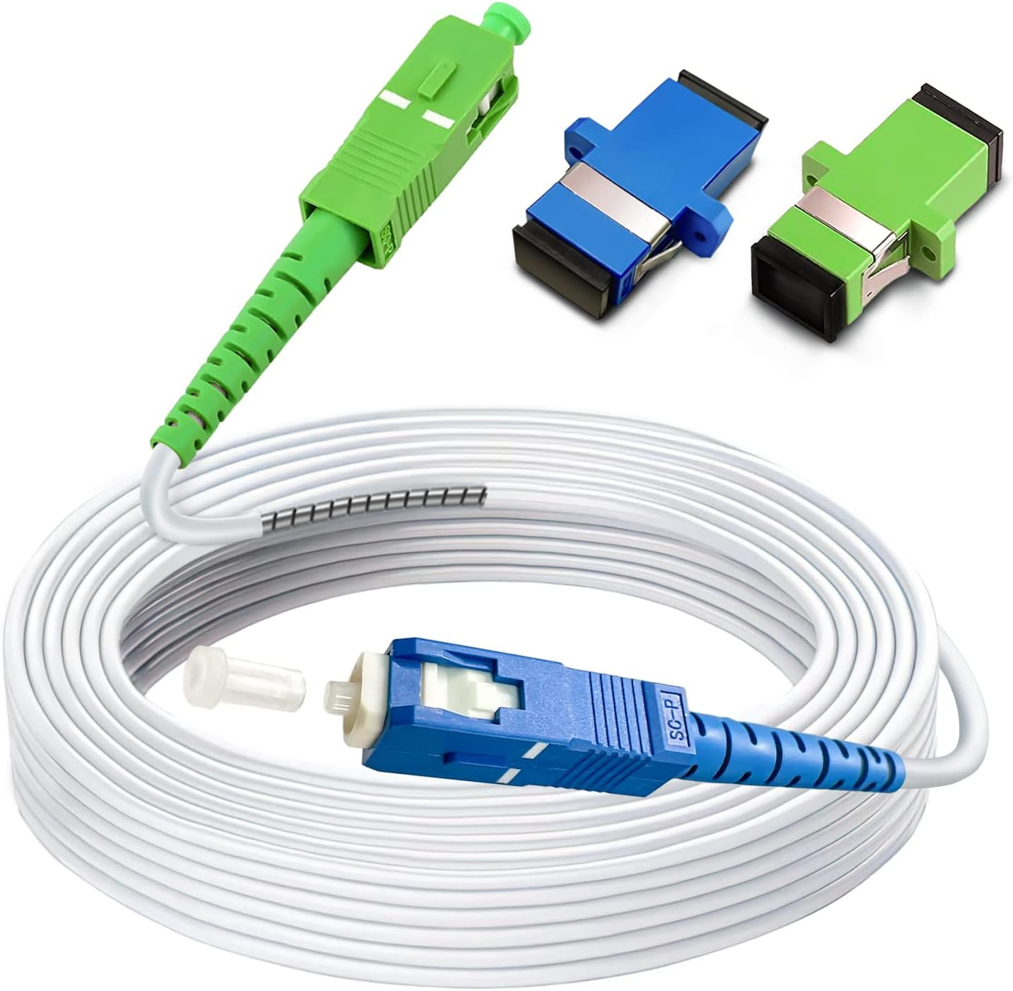 30Ft SM SC/UPC to SC/APC Fiber Optic Patch Cable, Armored Single Mode Patch