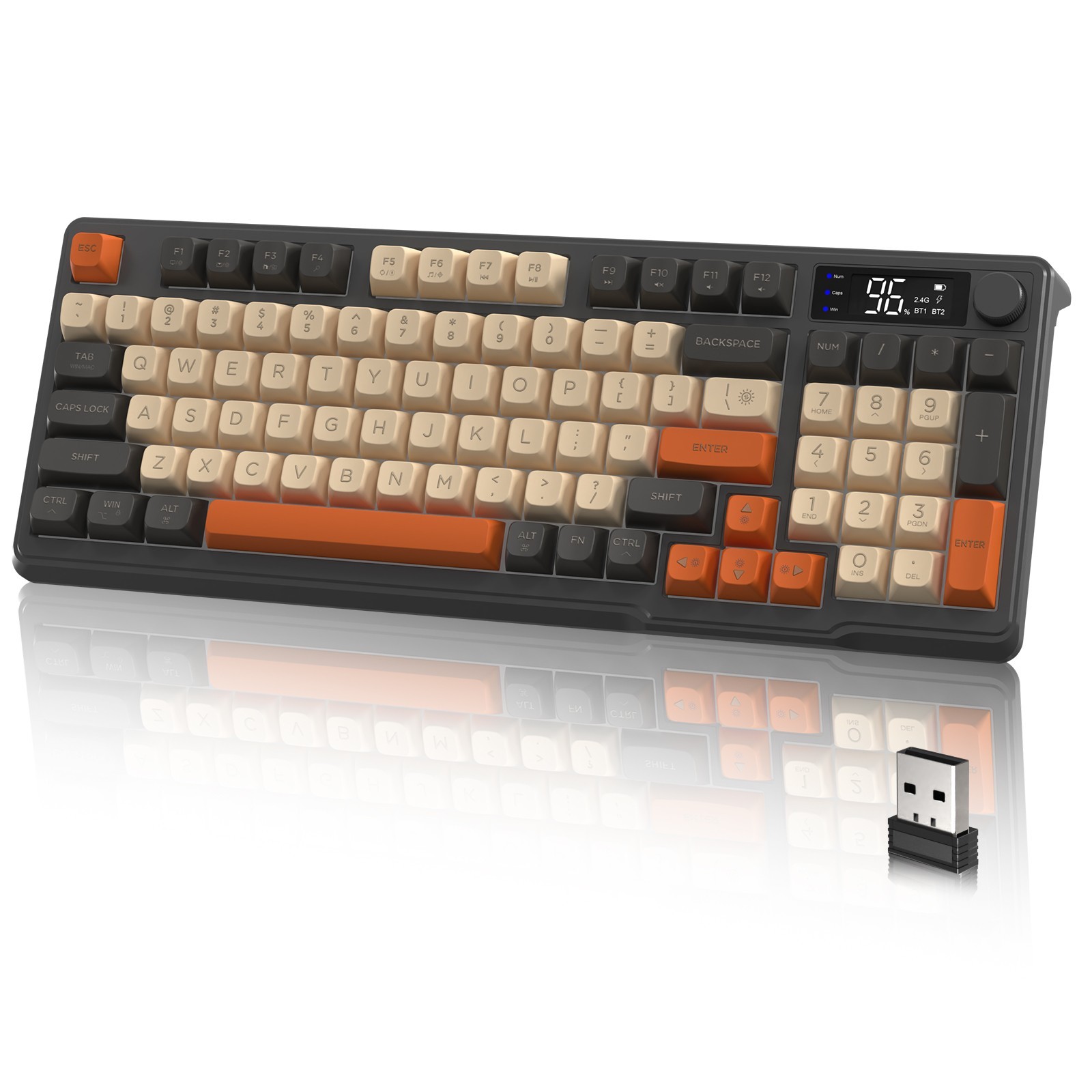 Wireless Keyboard with Smart Display & Knob RGB Backlit, USB-C Rechargeable