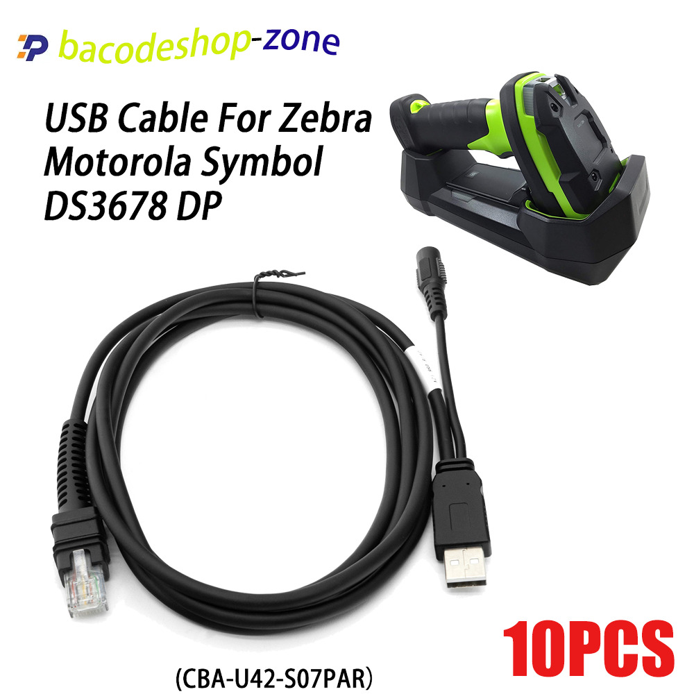 10Pcs New For Zebra DS3678 Charging Cradle STB3678 Power Cable CBA-U42-S07PAR