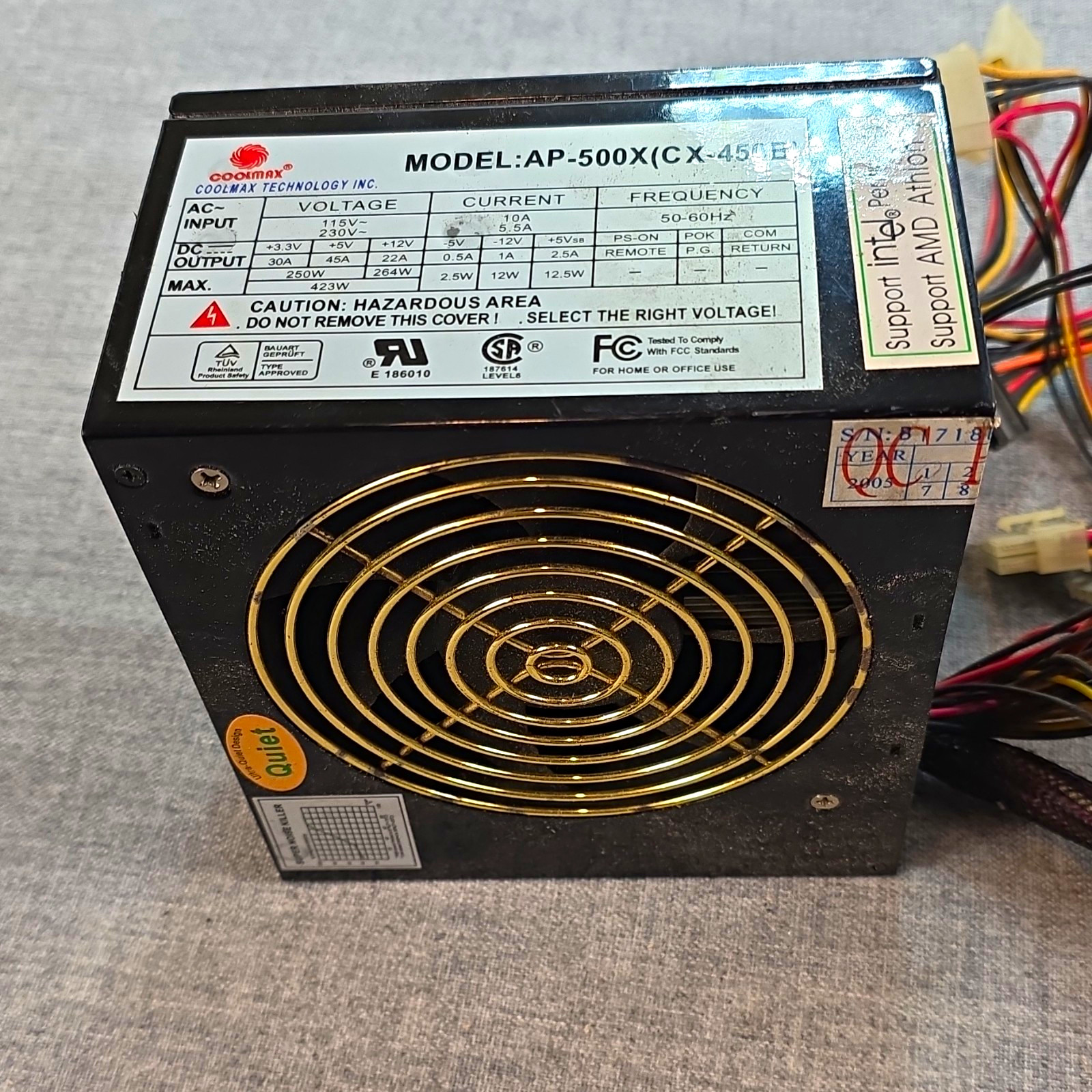 coolmax ap-500x(cx-450B) ATX computer power supply quiet model